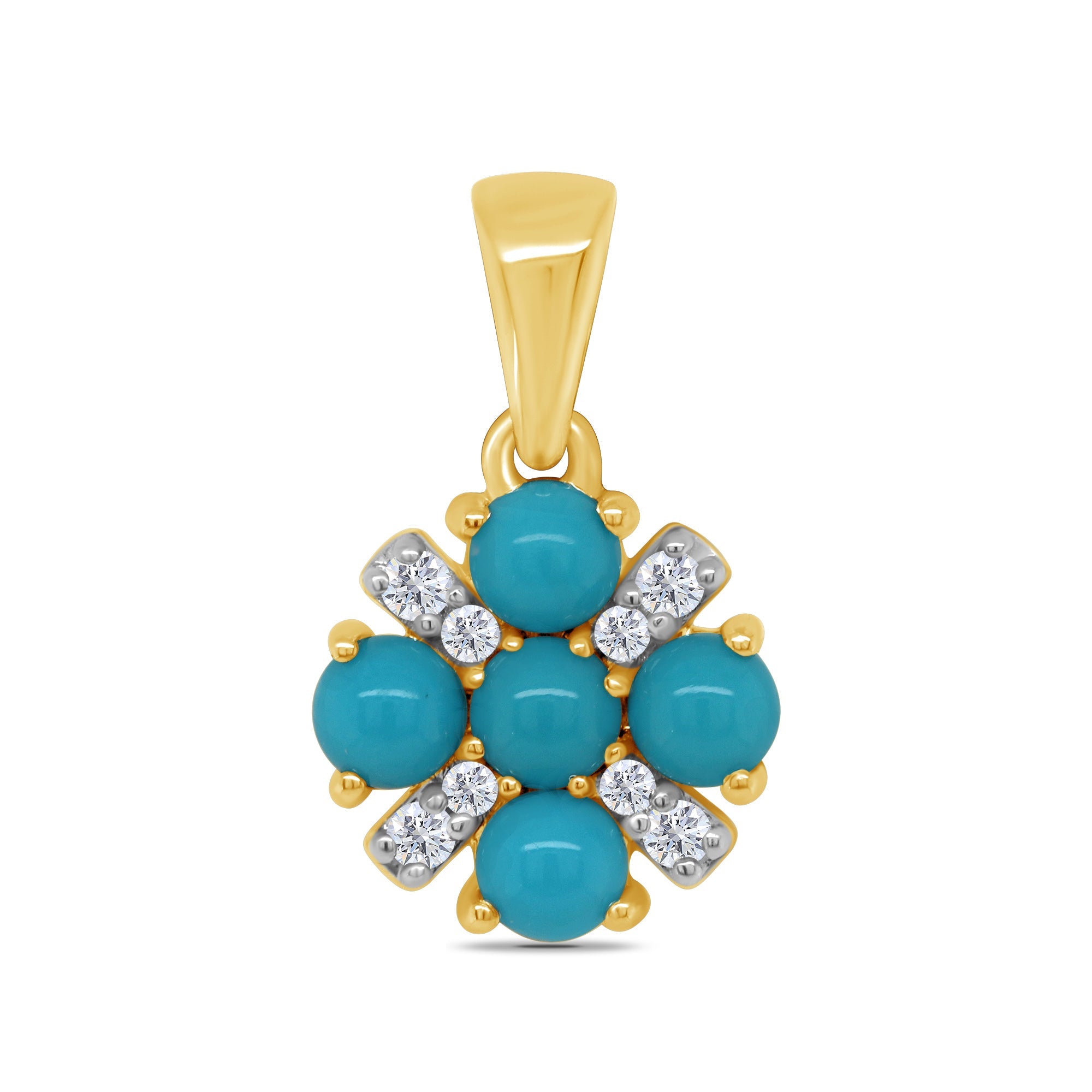 9ct gold turquoise & diamond pendant 0.05ct