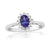 9ct white gold 6x4mm oval tanzanite & diamond cluster ring  0.14ct