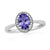 9ct white gold 7x5mm oval tanzanite & diamond cluster ring 0.06ct