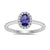 9ct white gold 6x4mm oval tanzanite & diamond cluster ring  0.10ct