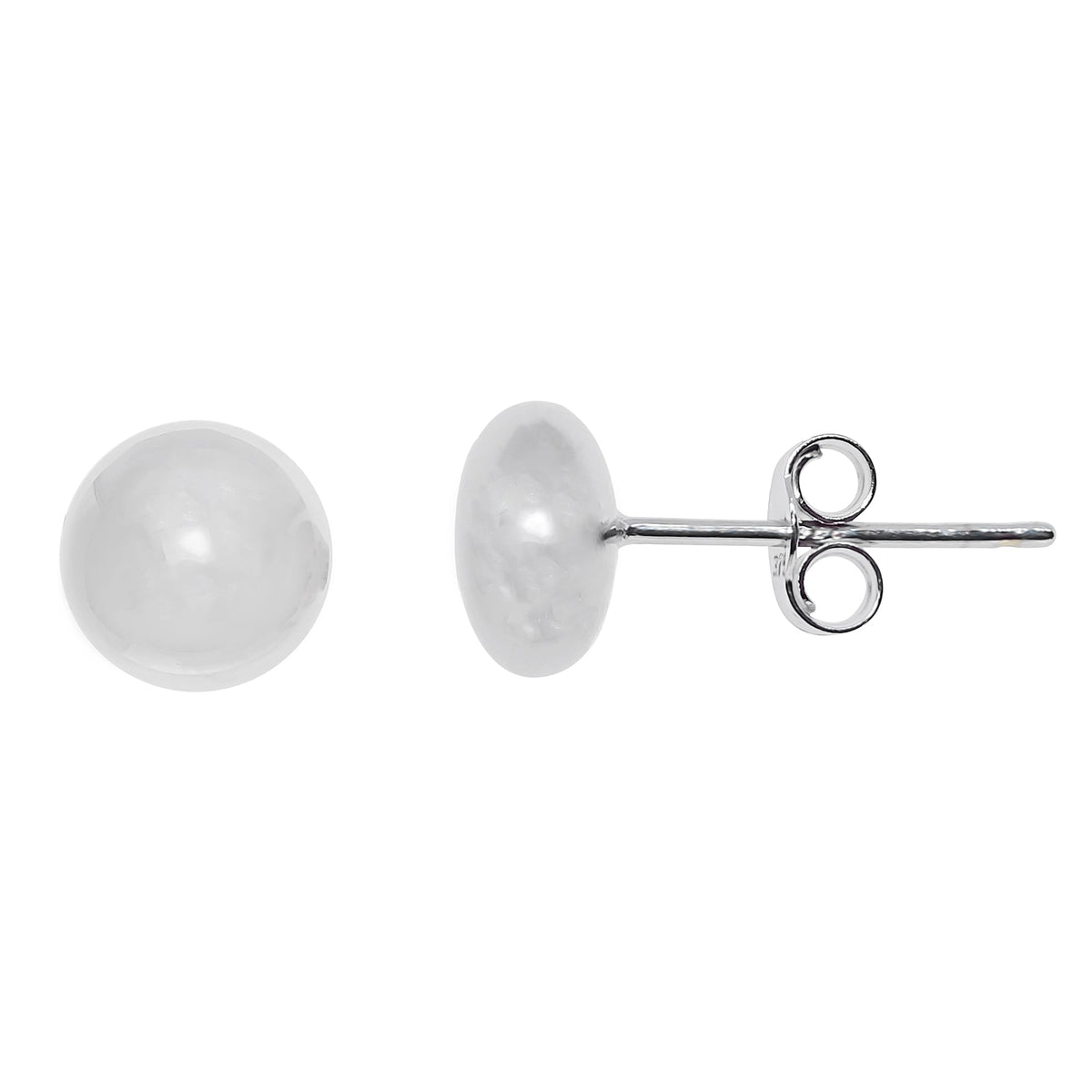 9ct white gold 6mm bouton stud earrings