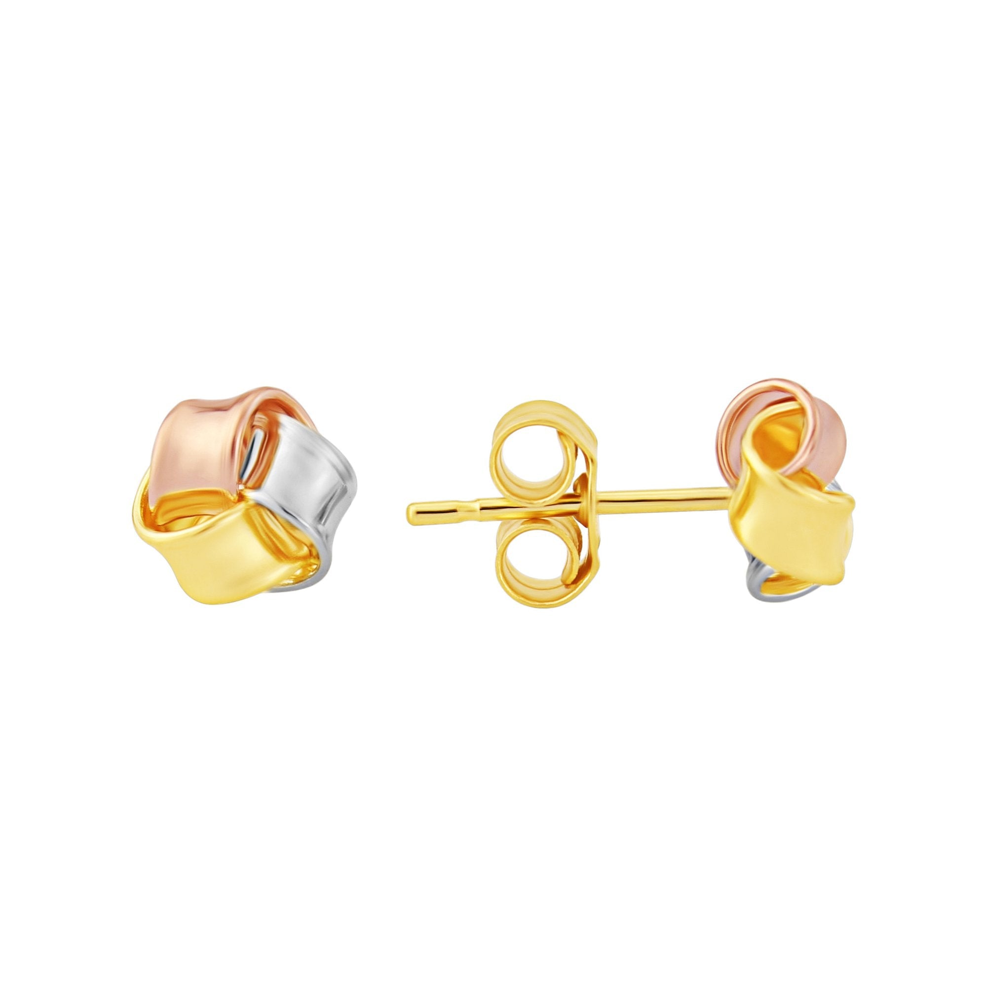 9ct m/c gold knot stud earrings