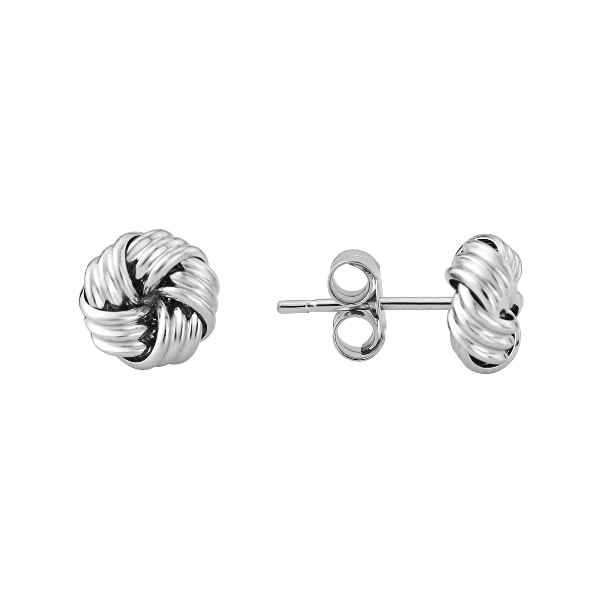 9ct white gold knot stud earrings