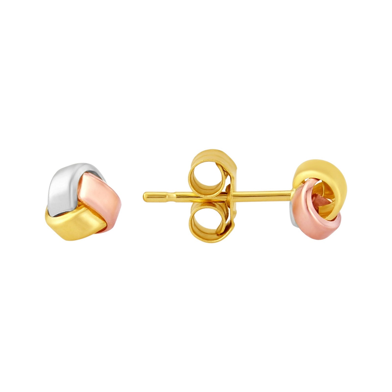 9ct m/c gold knot stud earrings