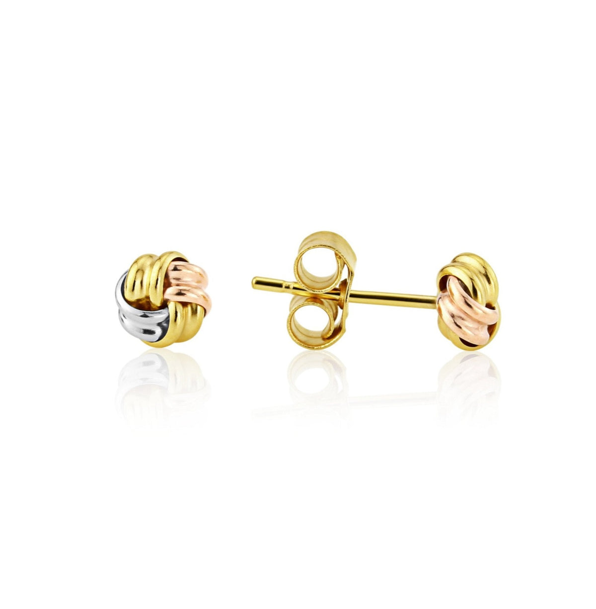9ct m/c gold knot stud earrings