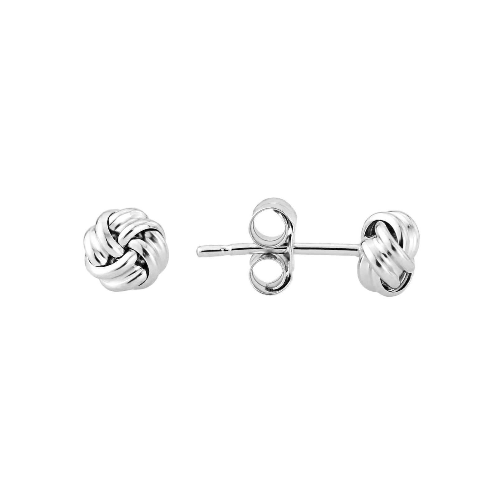 9ct white gold knot stud earrings