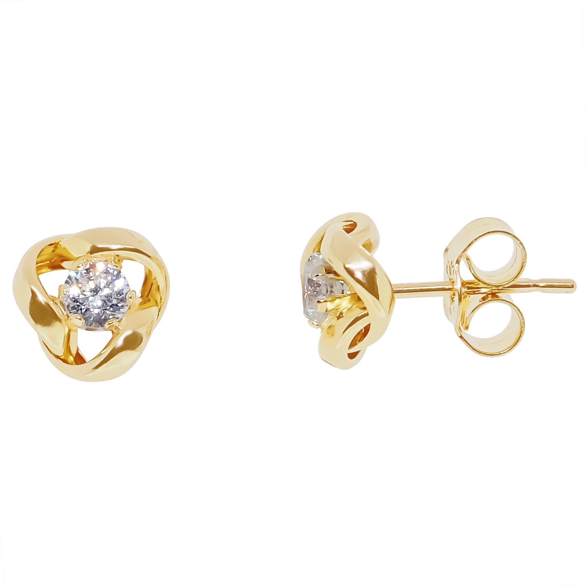 9ct gold CZ knot studs