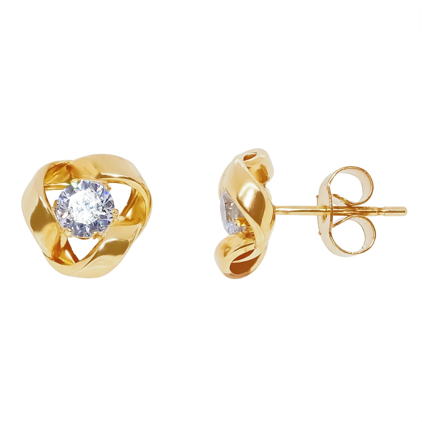 9ct gold CZ knot studs