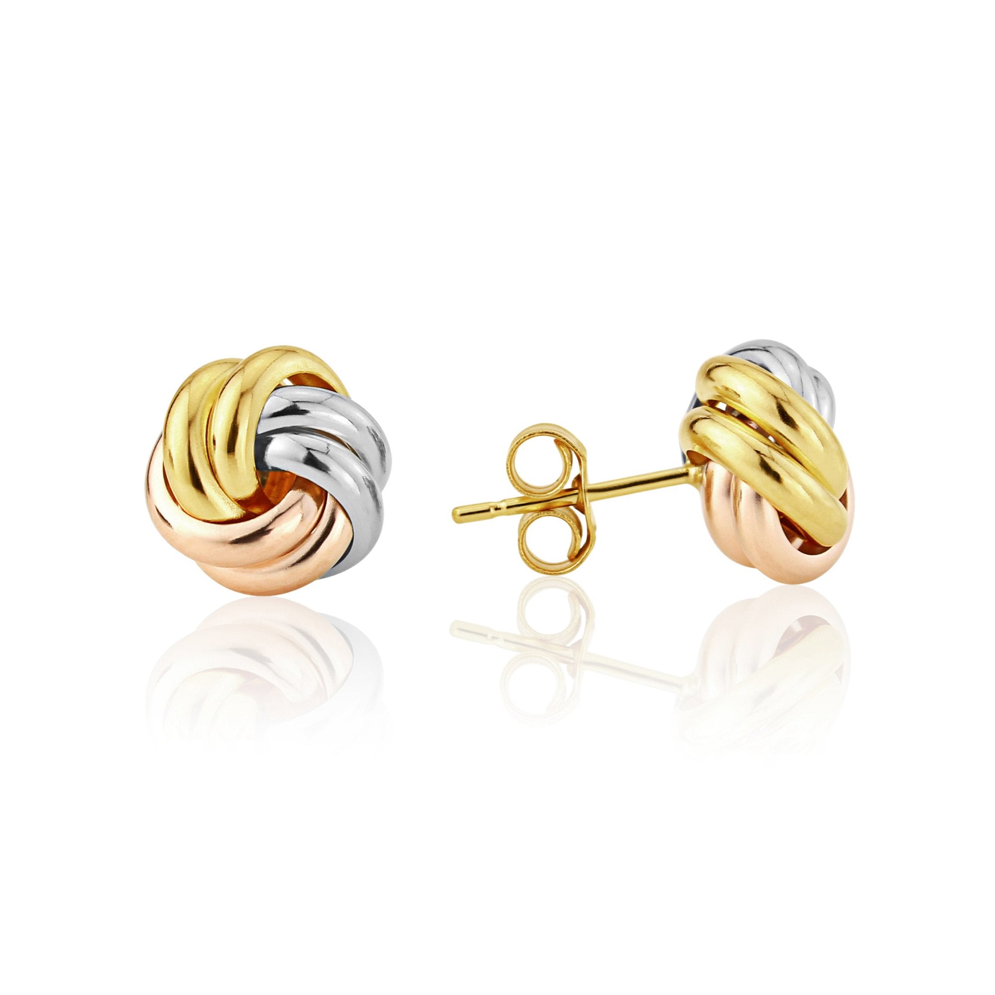 9ct m/c gold knot stud earrings