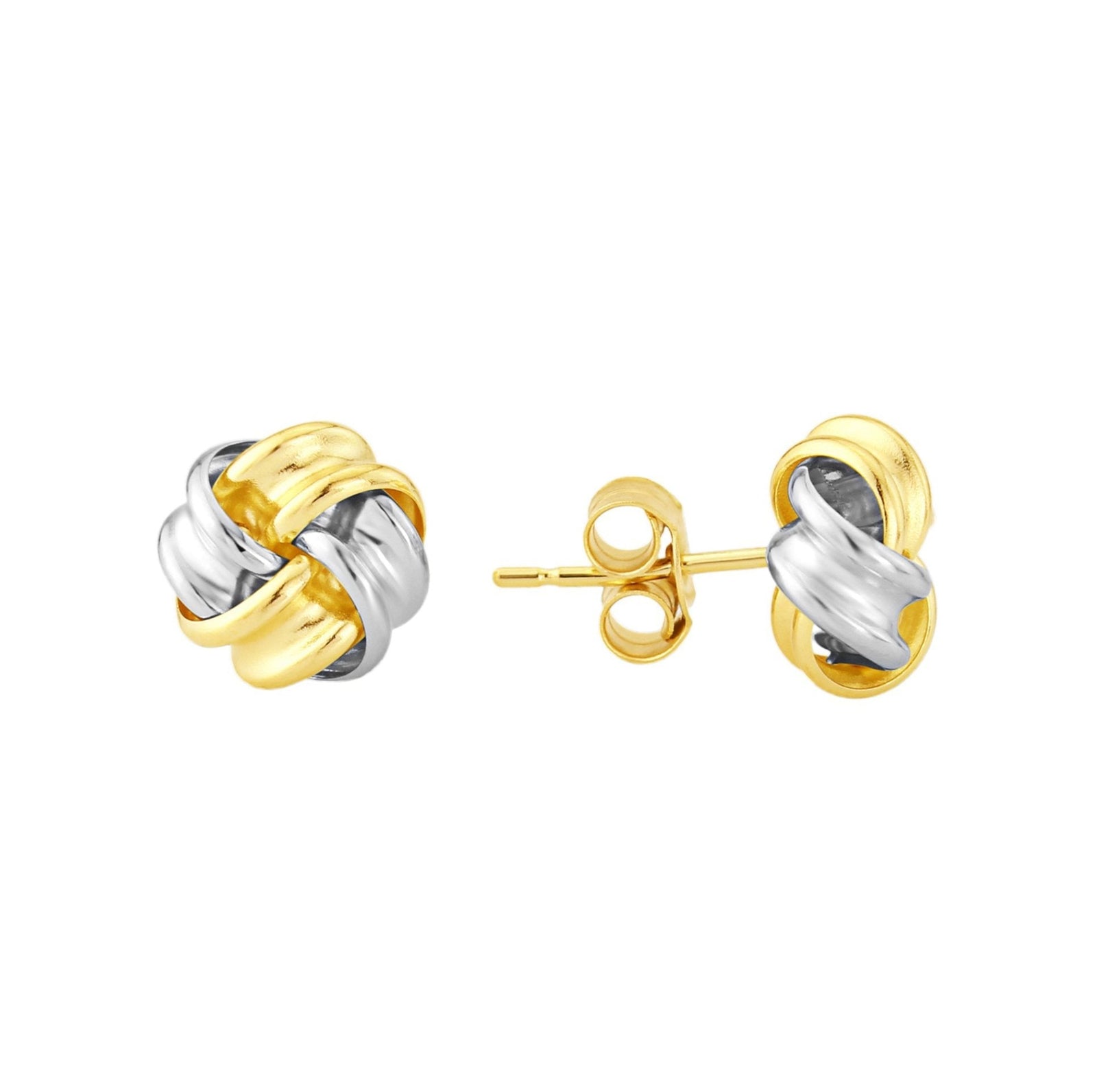 9ct y/w gold knot stud earrings