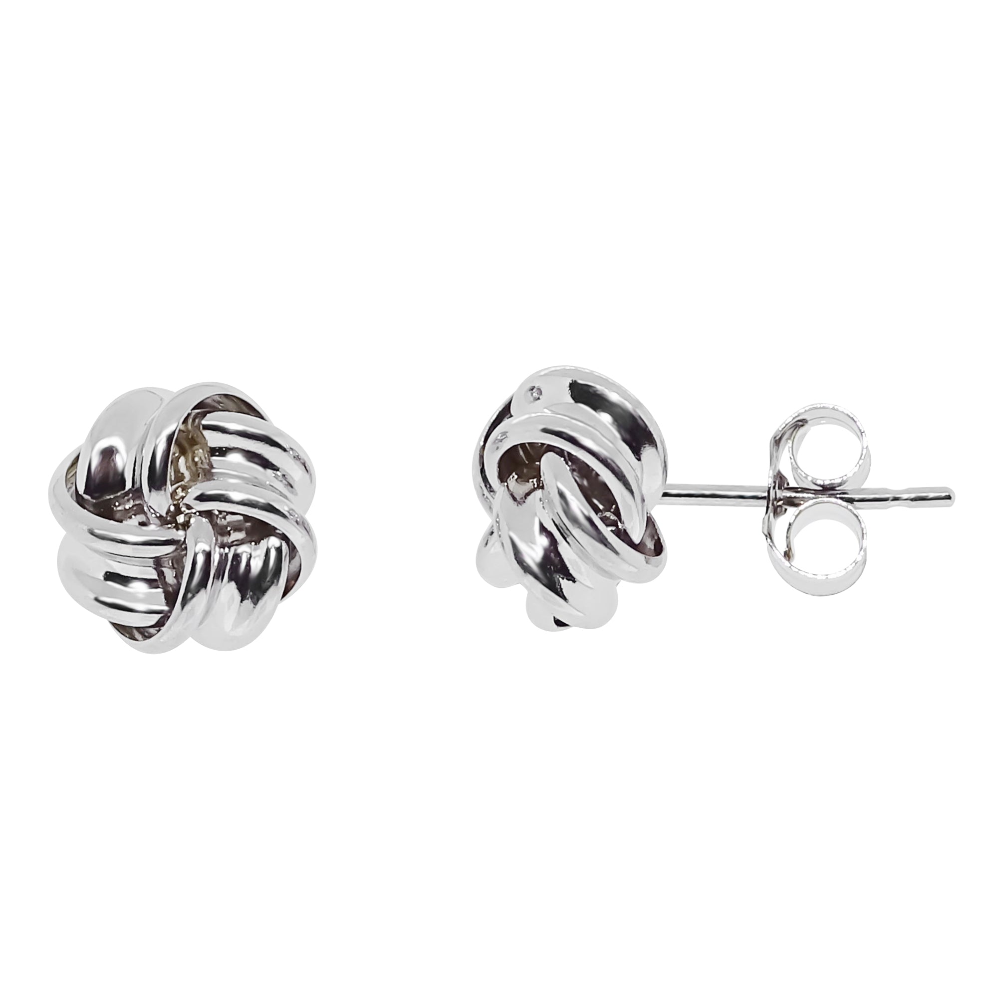 9ct white gold knot studs