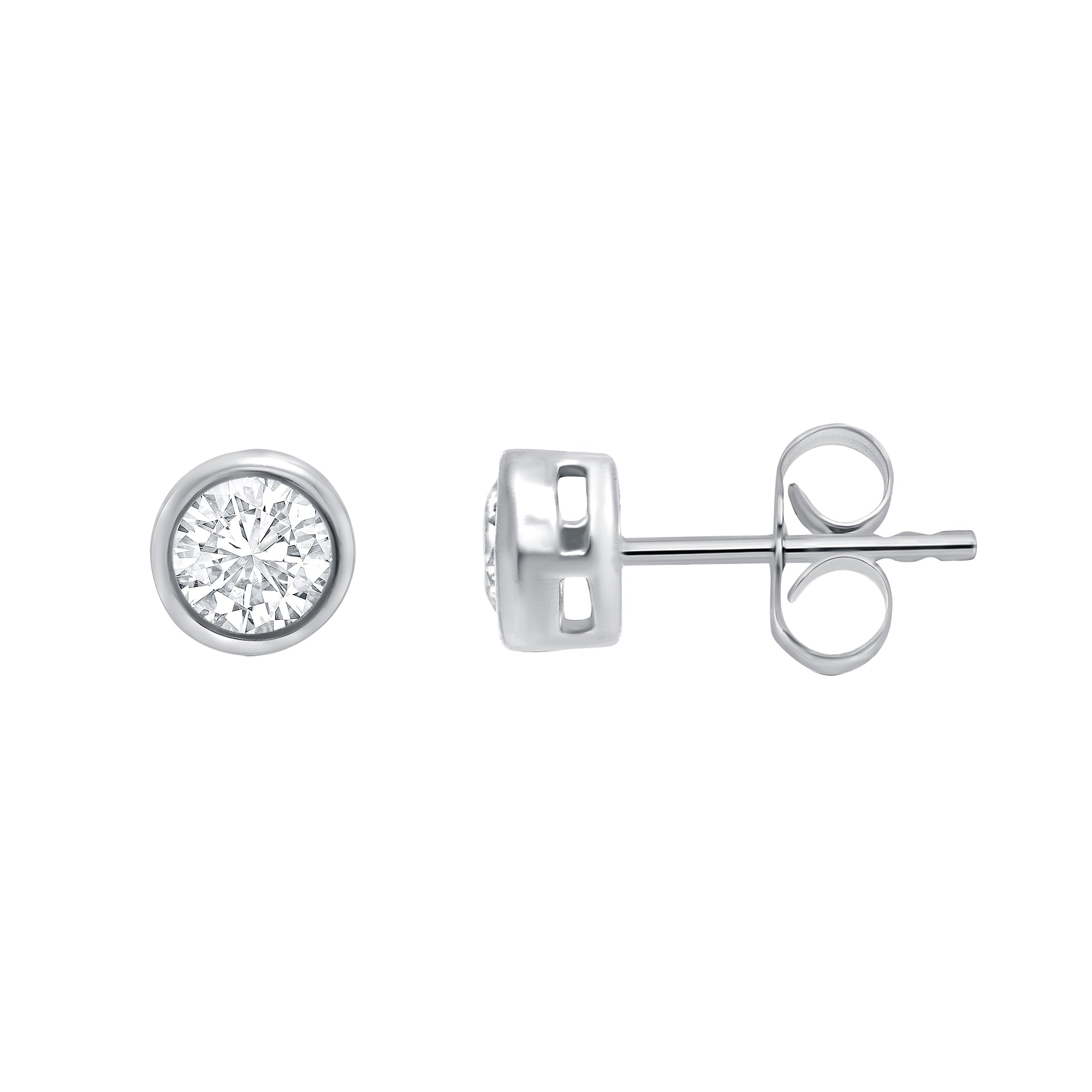 Platinum rub over set diamond stud earrings 0.25ct H/Si