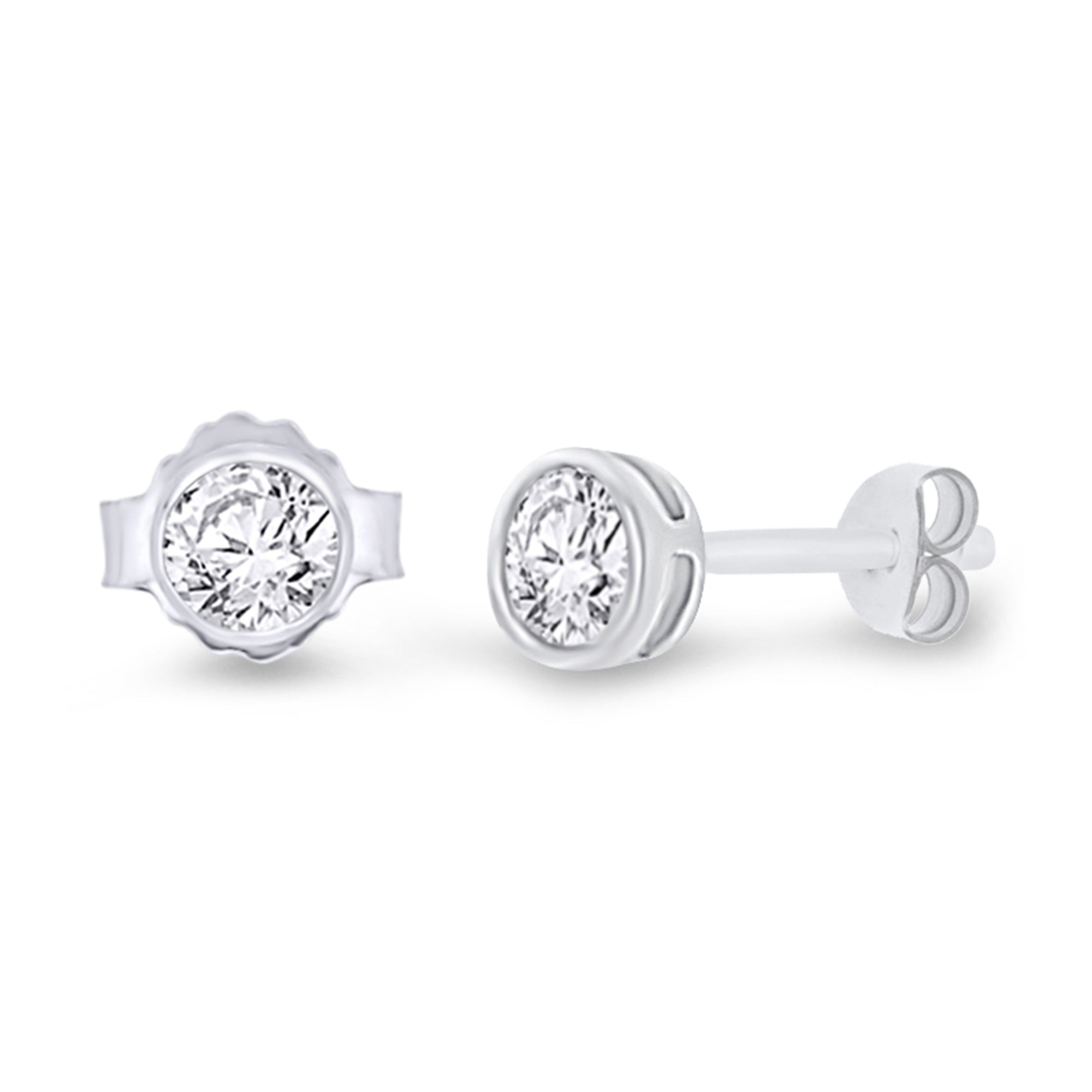 9ct white gold rub over set diamond stud earrings 0.25ct