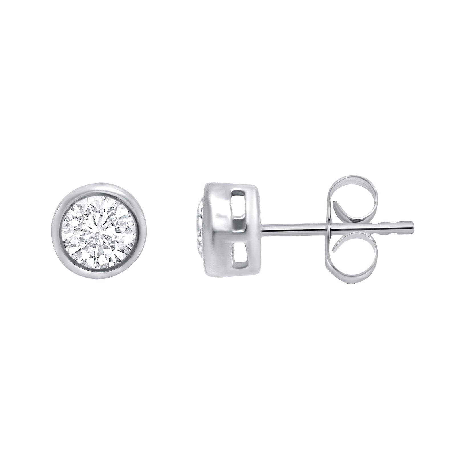 Platinum rub over set diamond stud earrings 0.33ct H/Si