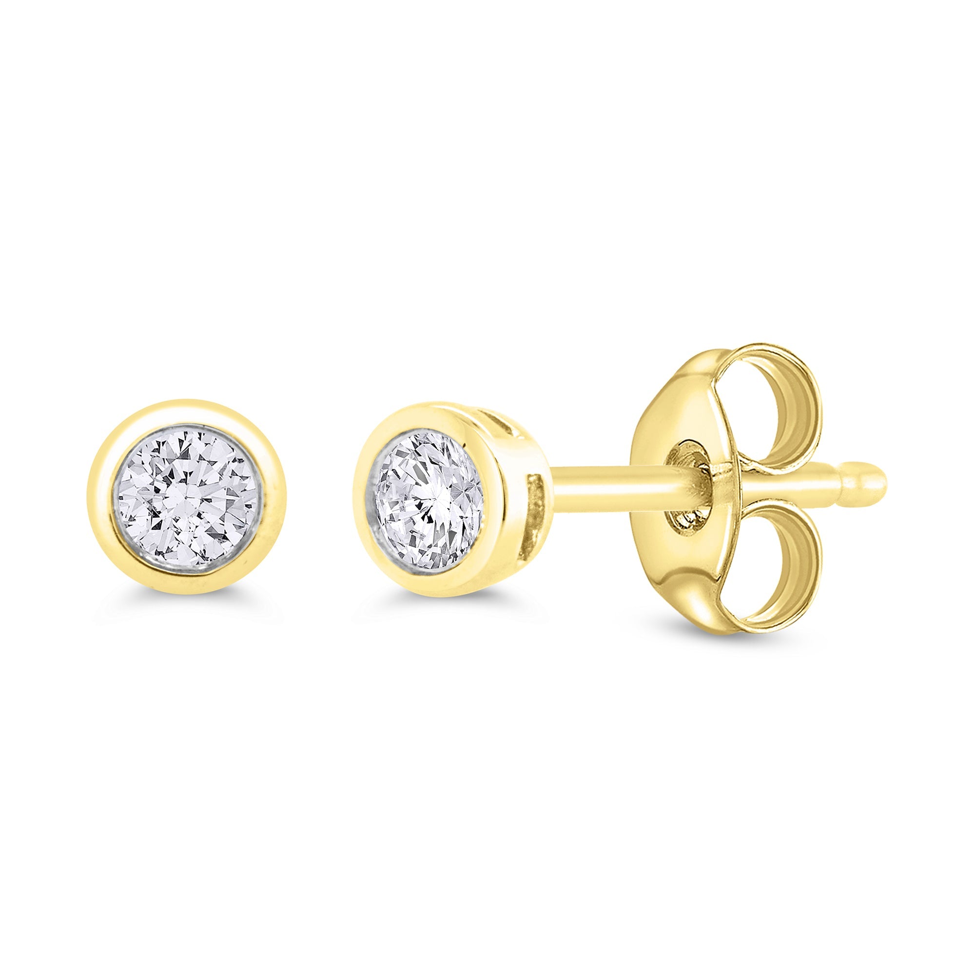 9ct gold rub over set diamond stud earrings 0.33ct