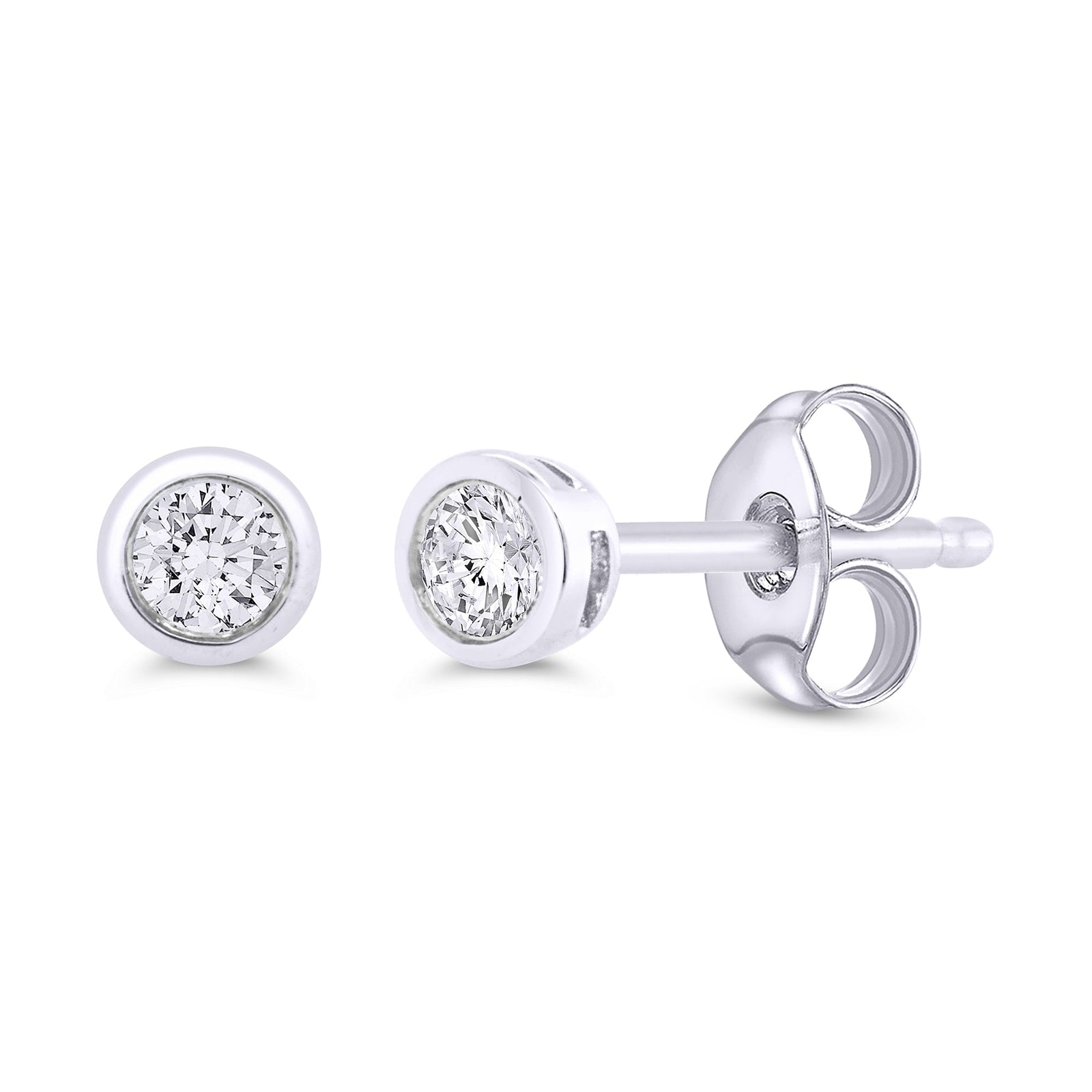 9ct white gold rub over set diamond stud earrings 0.33ct