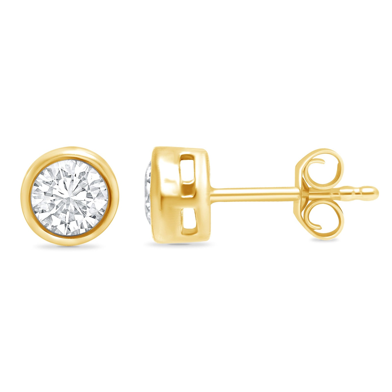 18ct gold rub over set diamond stud earrings 0.40ct