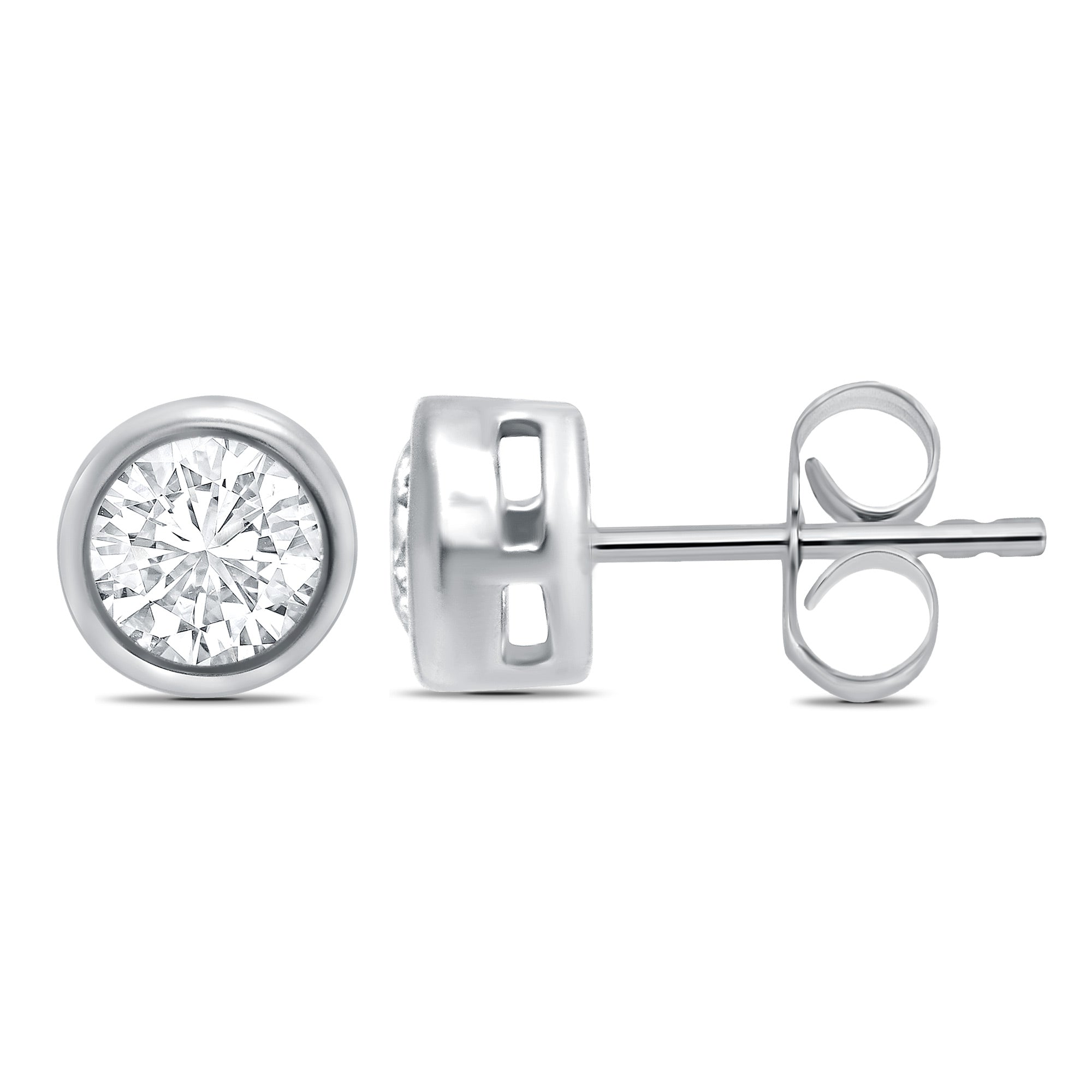 18ct white gold rub over set diamond stud earrings 0.40ct