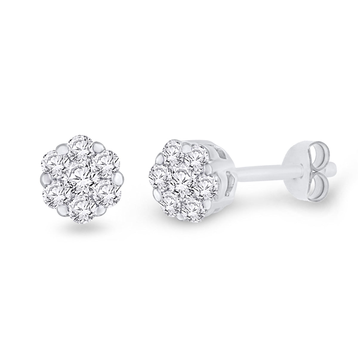 9ct white gold diamond cluster studs 0.20ct