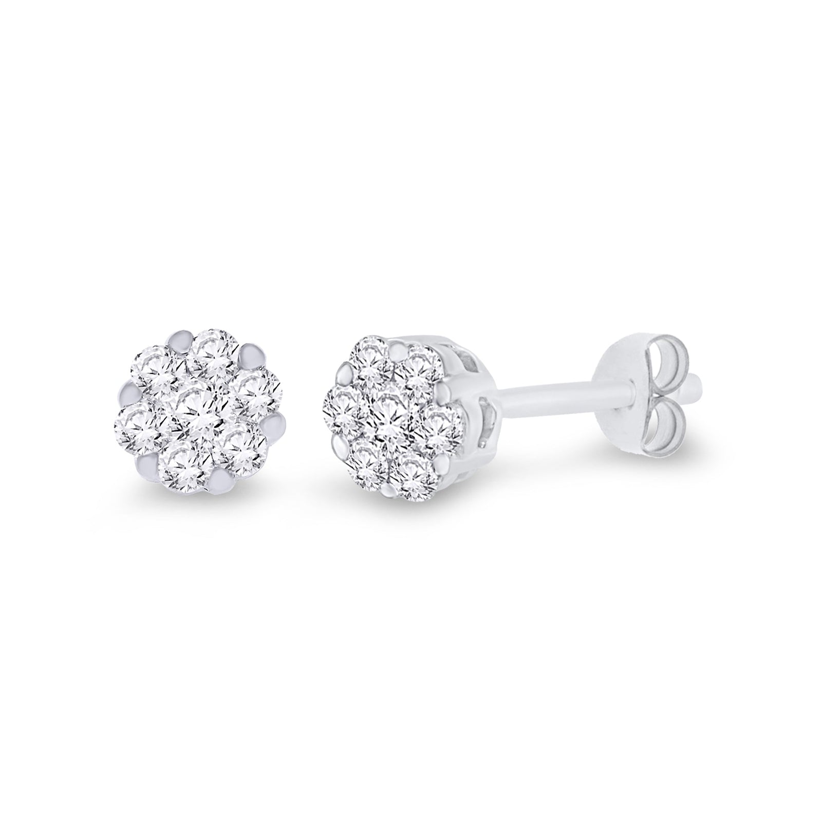 9ct white gold diamond cluster studs 0.25ct