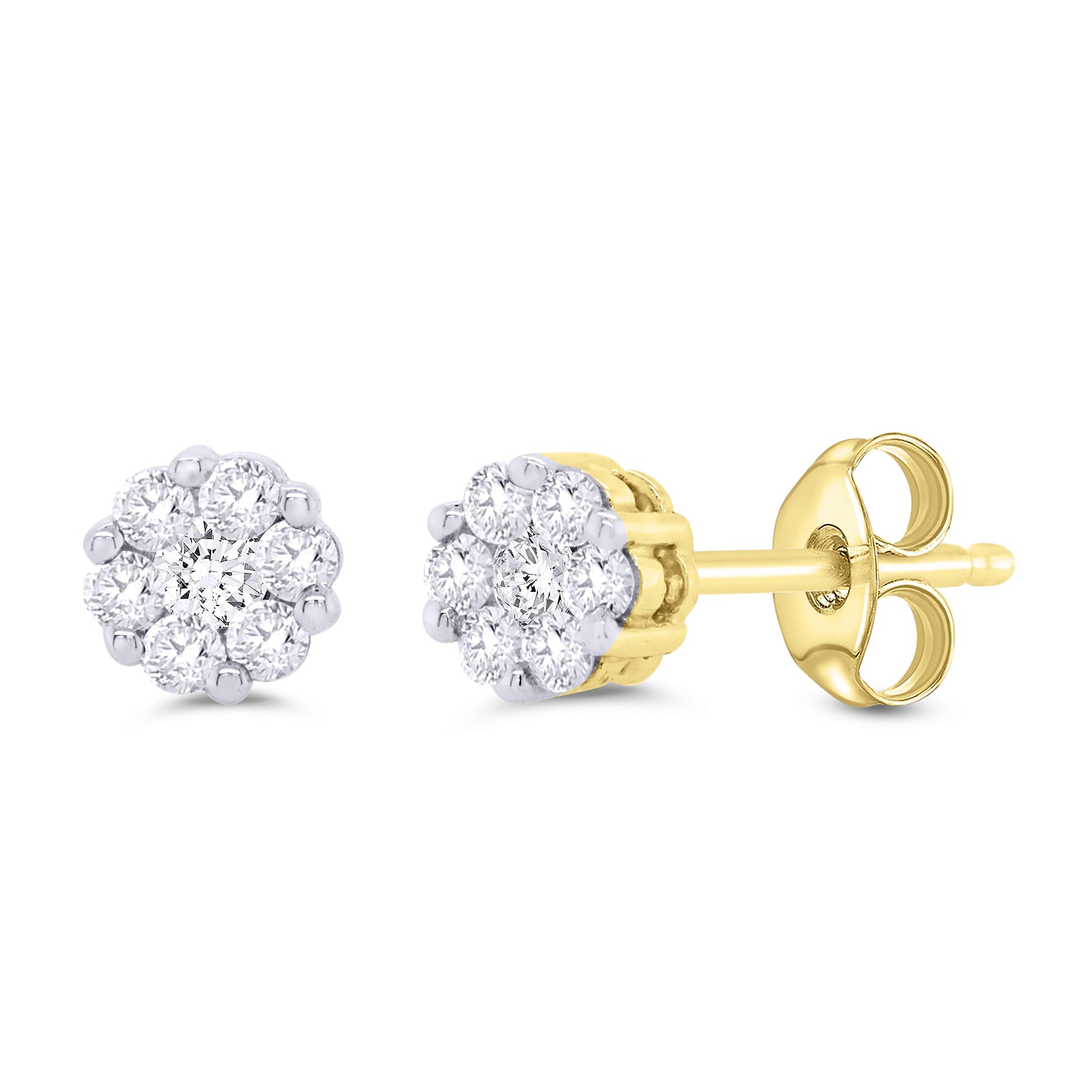 9ct gold diamond cluster studs 0.33ct