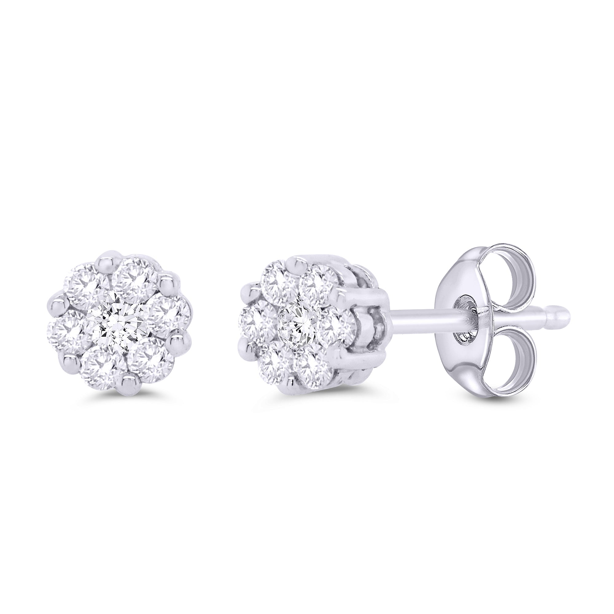 9ct white gold diamond cluster studs 0.33ct