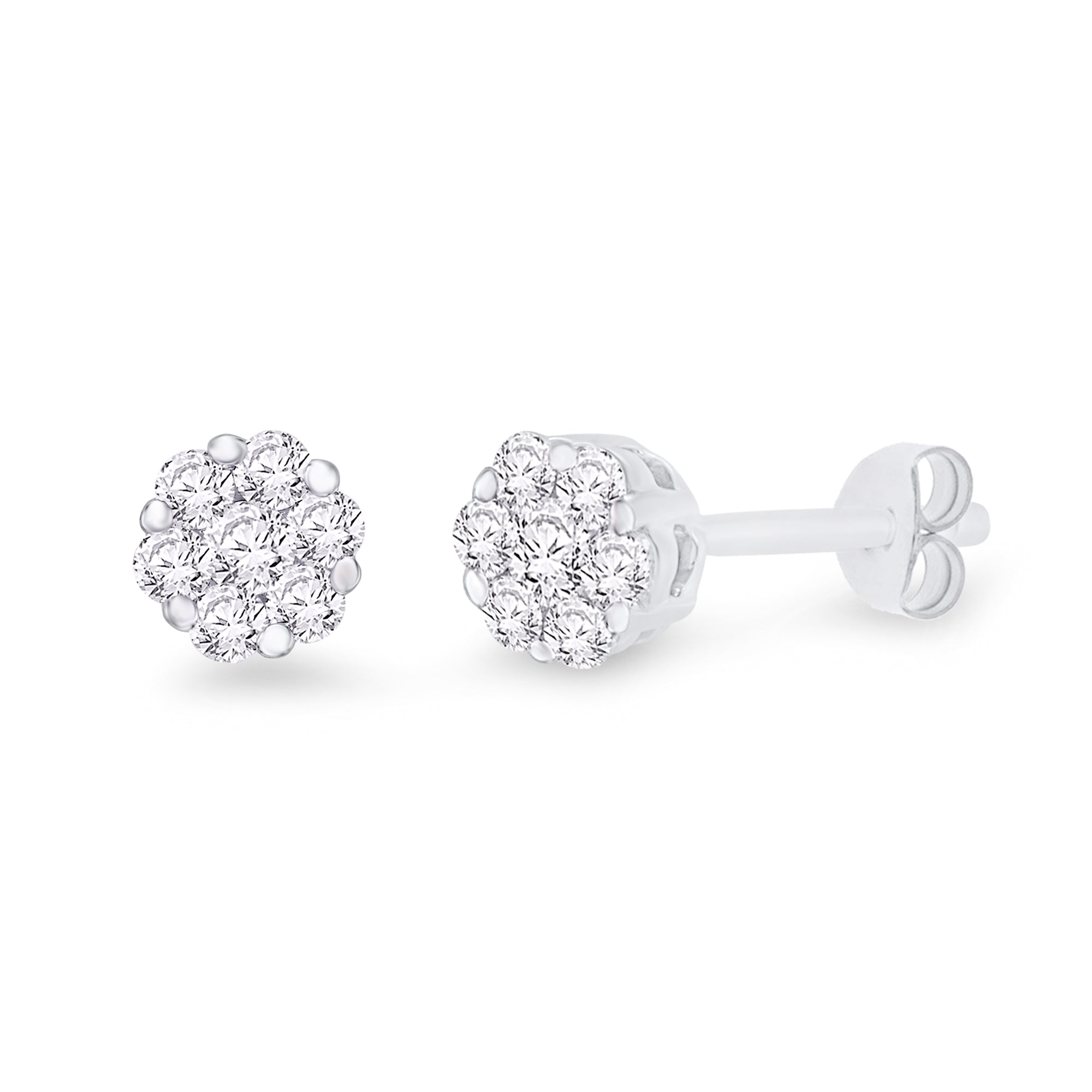 18ct white gold diamond cluster studs 0.40ct