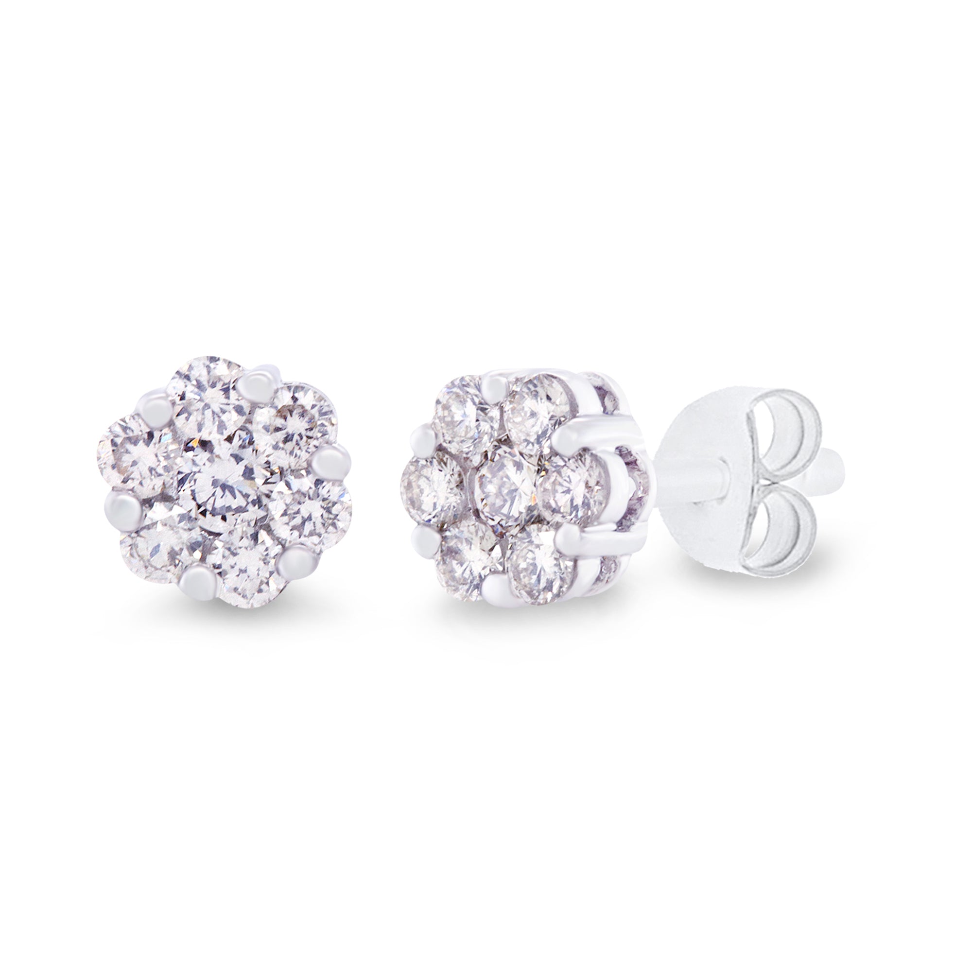 18ct white gold diamond cluster studs 0.50ct