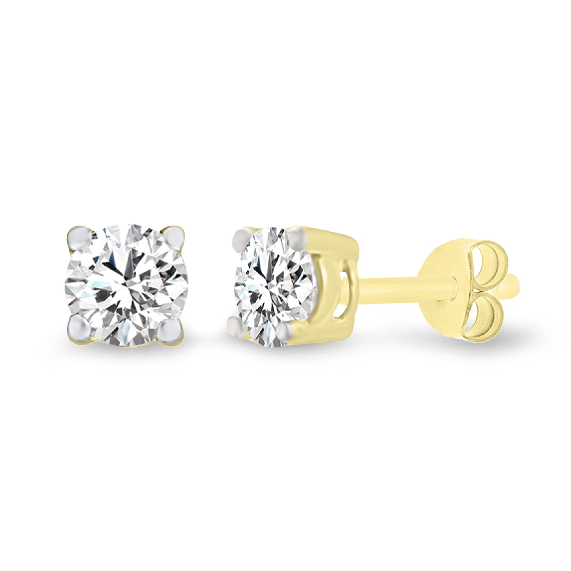 9ct gold four claw diamond stud earrings 0.33ct