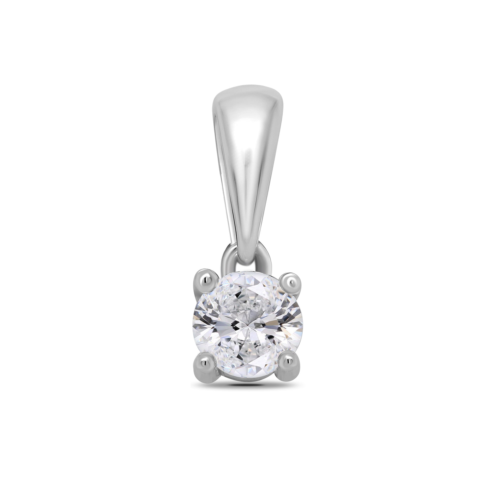 9ct white gold four claw diamond pendant 0.10ct