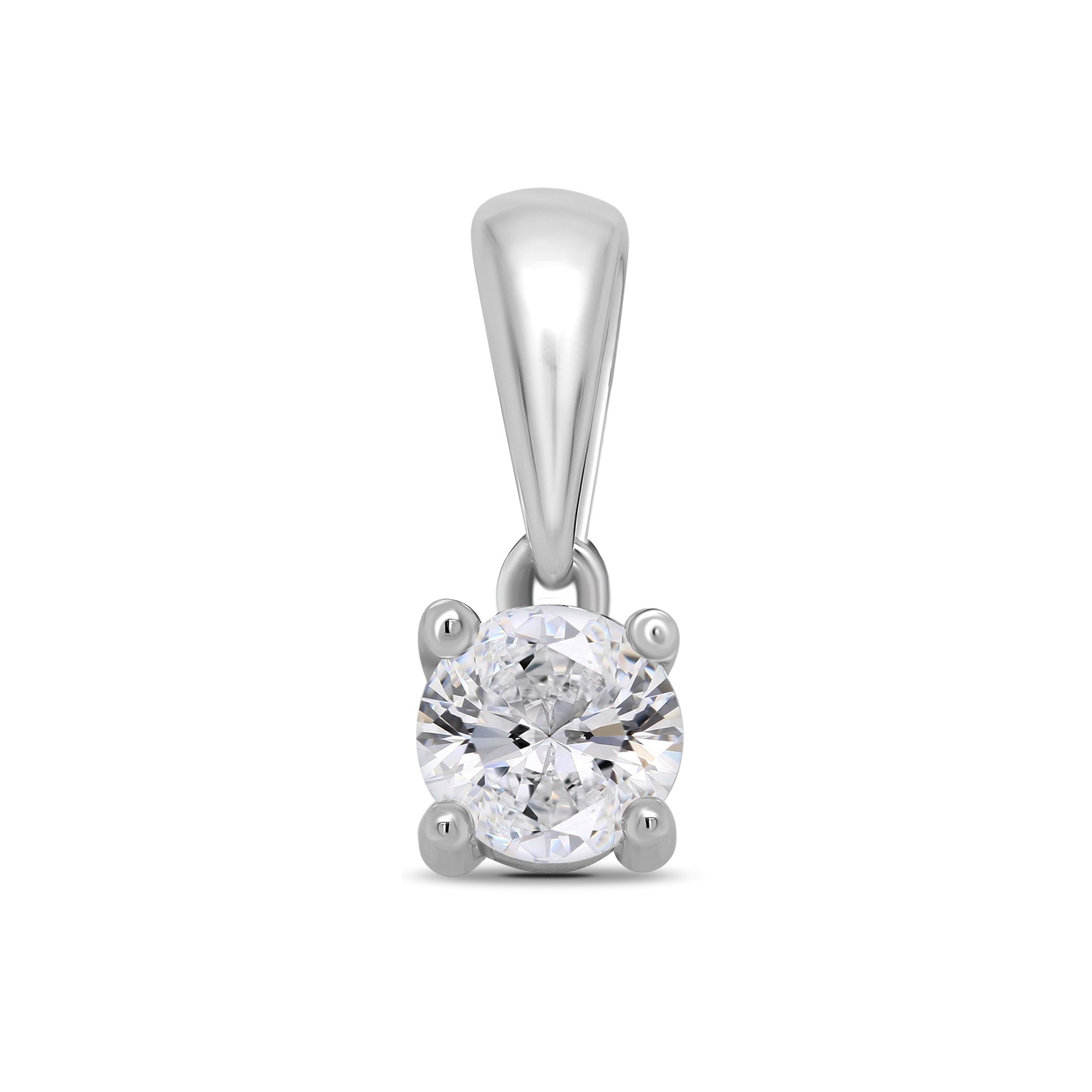 9ct white gold four claw diamond pendant 0.15ct