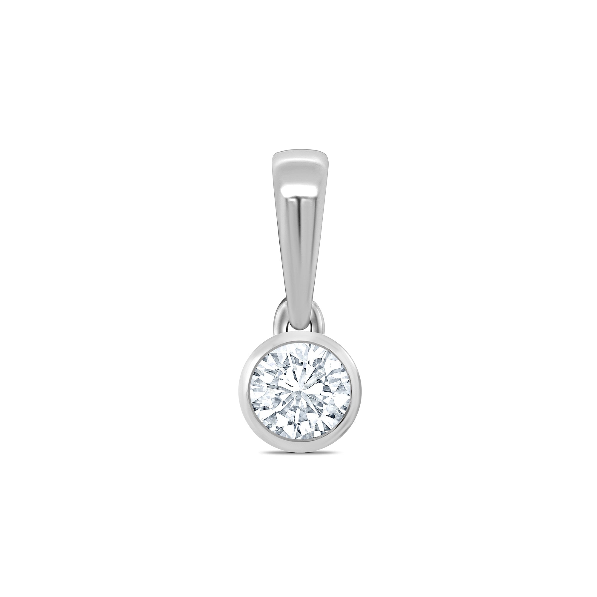 Platinum rub over set diamond pendant 0.10ct H/Si