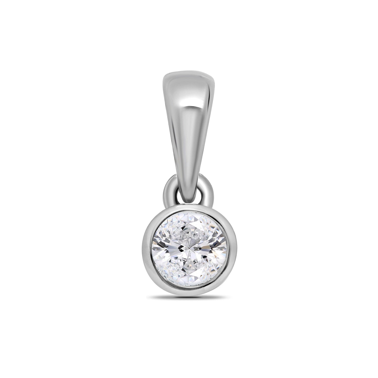 9ct white gold rub over set diamond pendant 0.10ct