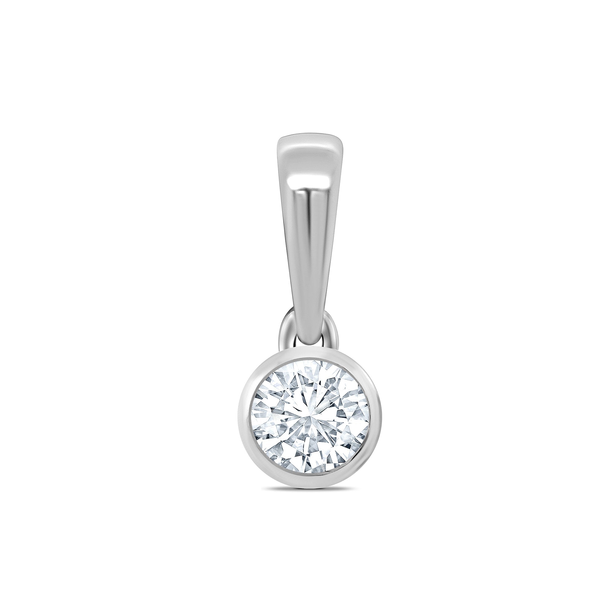 Platinum rub over set diamond pendant 0.15ct H/Si