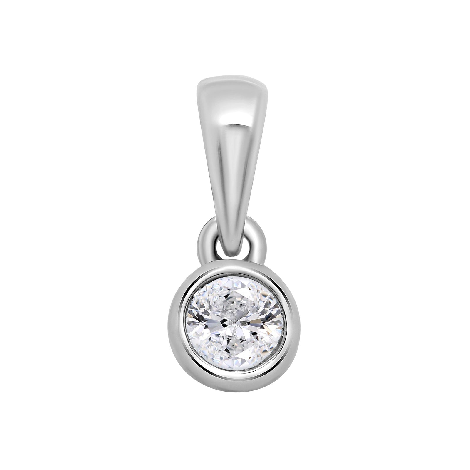 9ct white gold rub over set diamond pendant 0.15ct