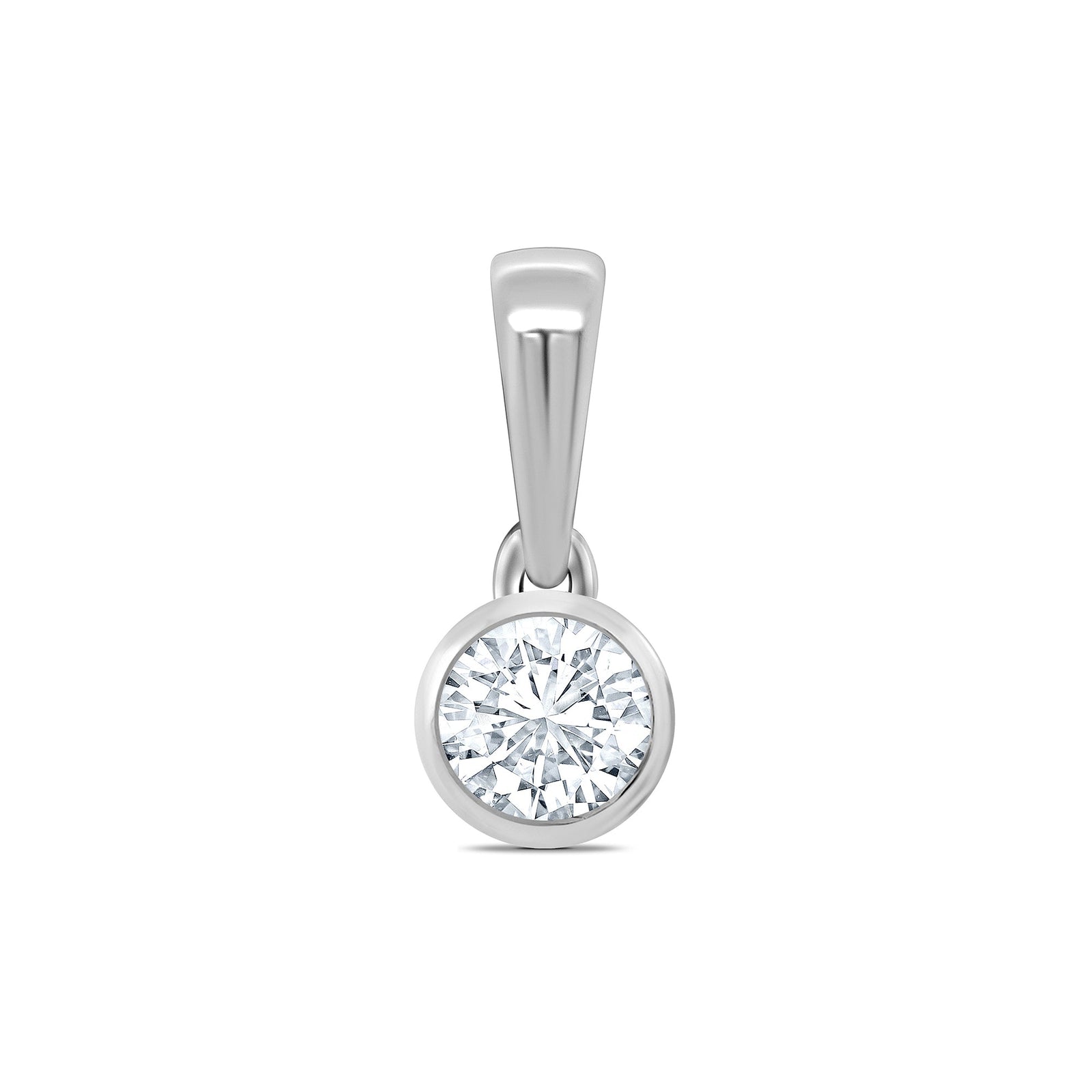 Platinum rub over set diamond pendant 0.20ct H/Si