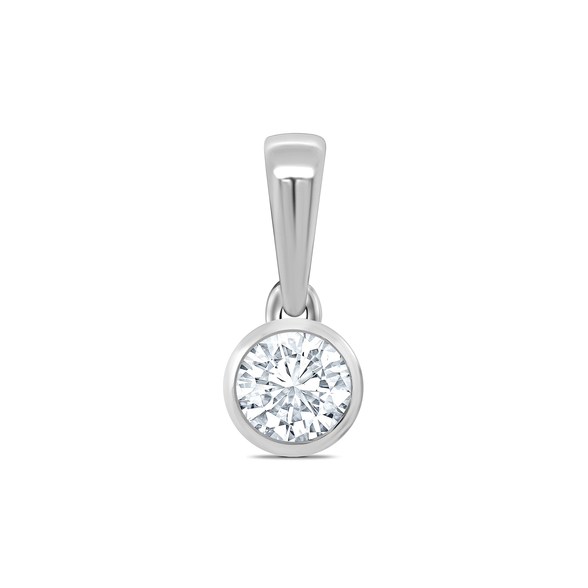 Platinum rub over set diamond pendant 0.20ct H/Si