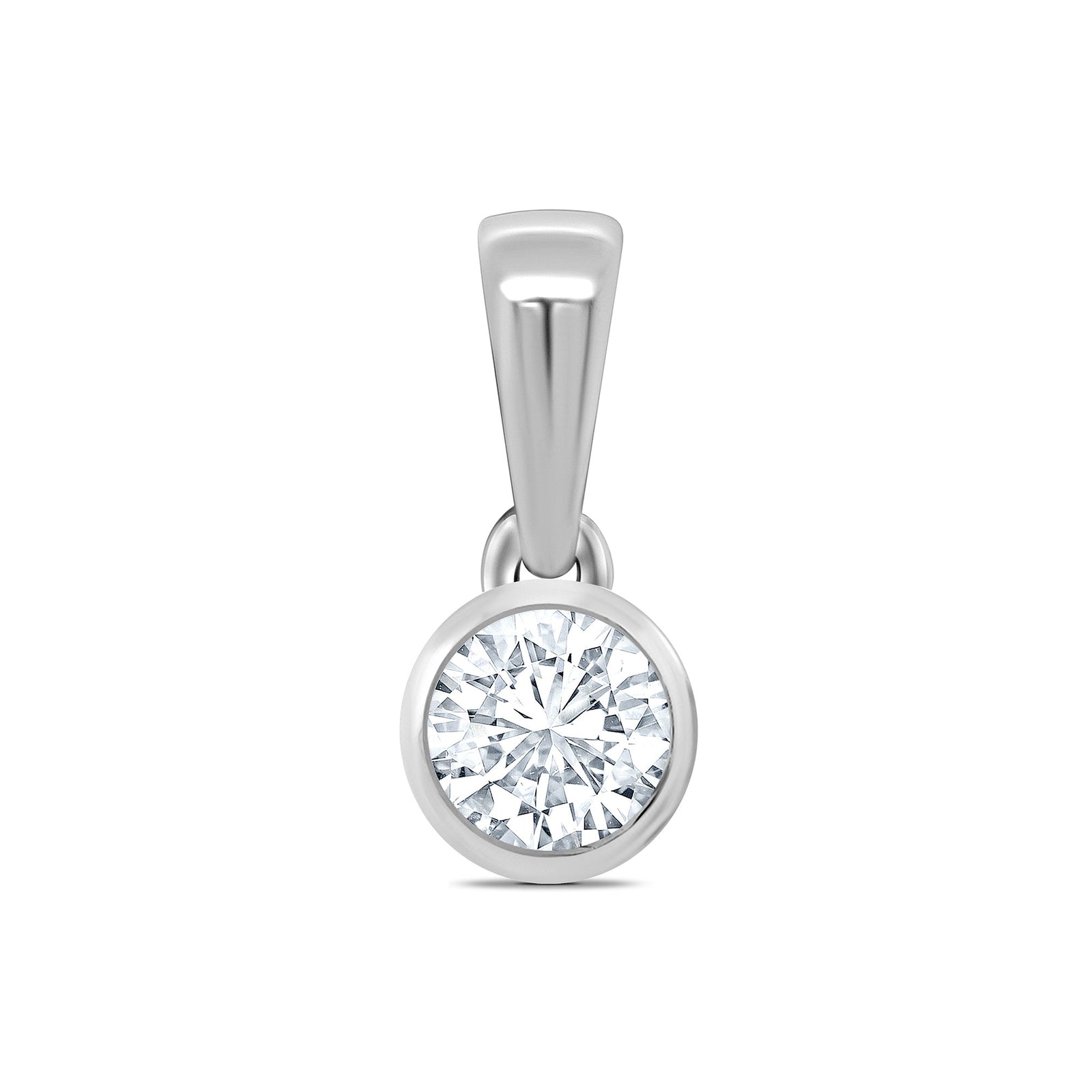 Platinum rub over set diamond pendant 0.25ct H/Si