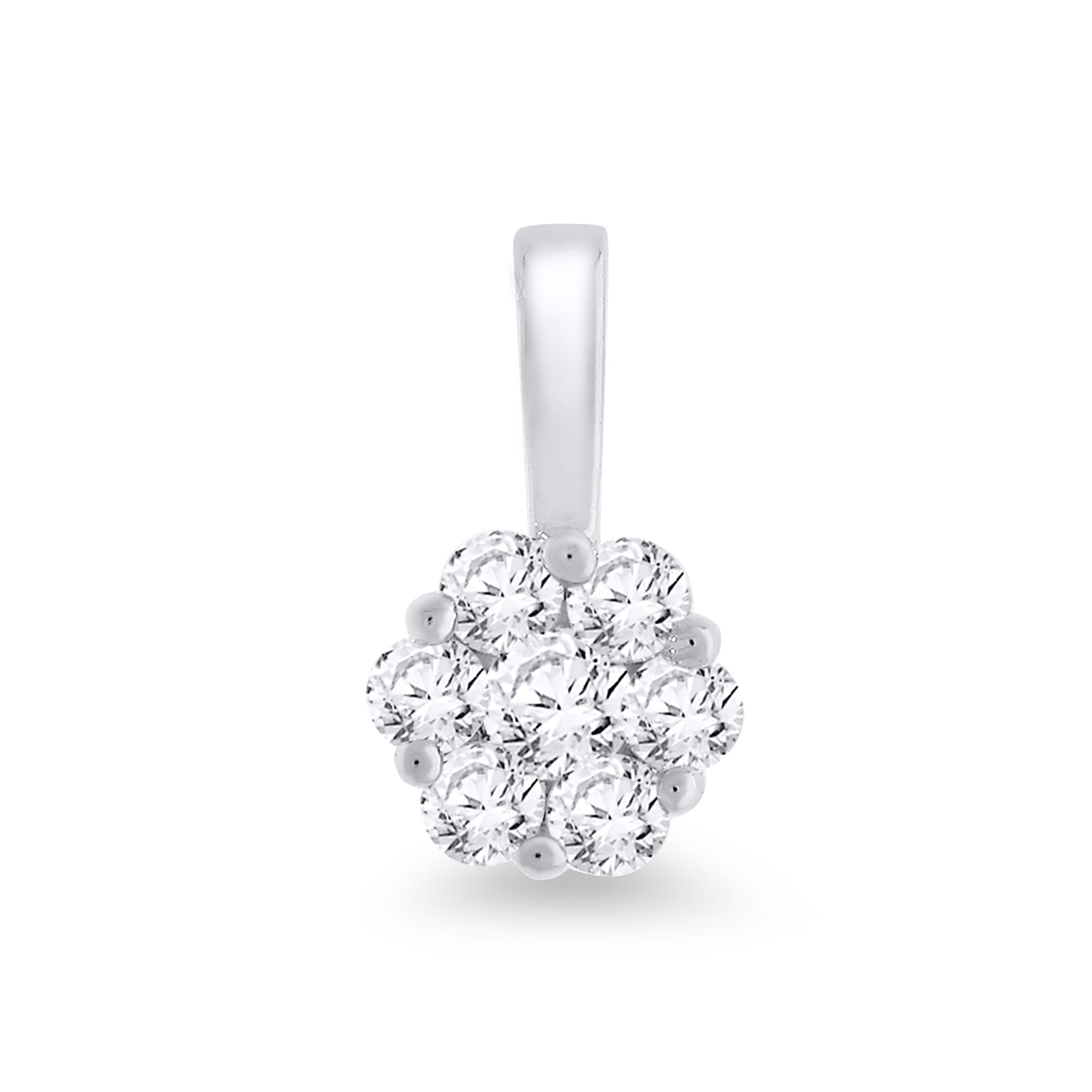 9ct white gold diamond cluster pendant 0.25ct