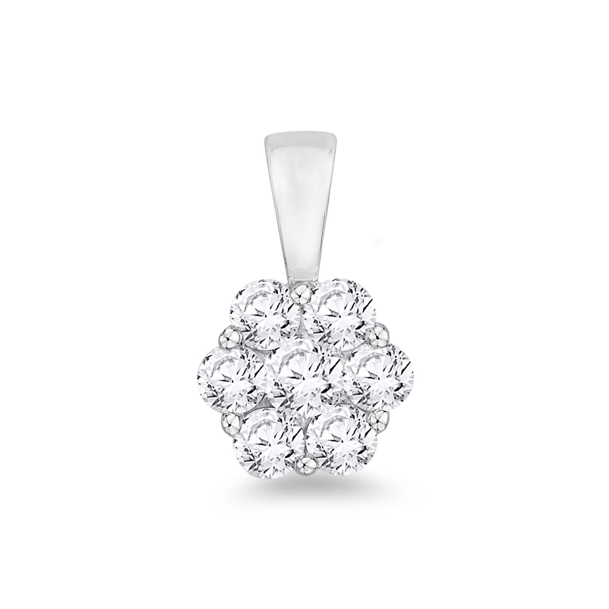 18ct white gold diamond cluster pendant 0.50ct