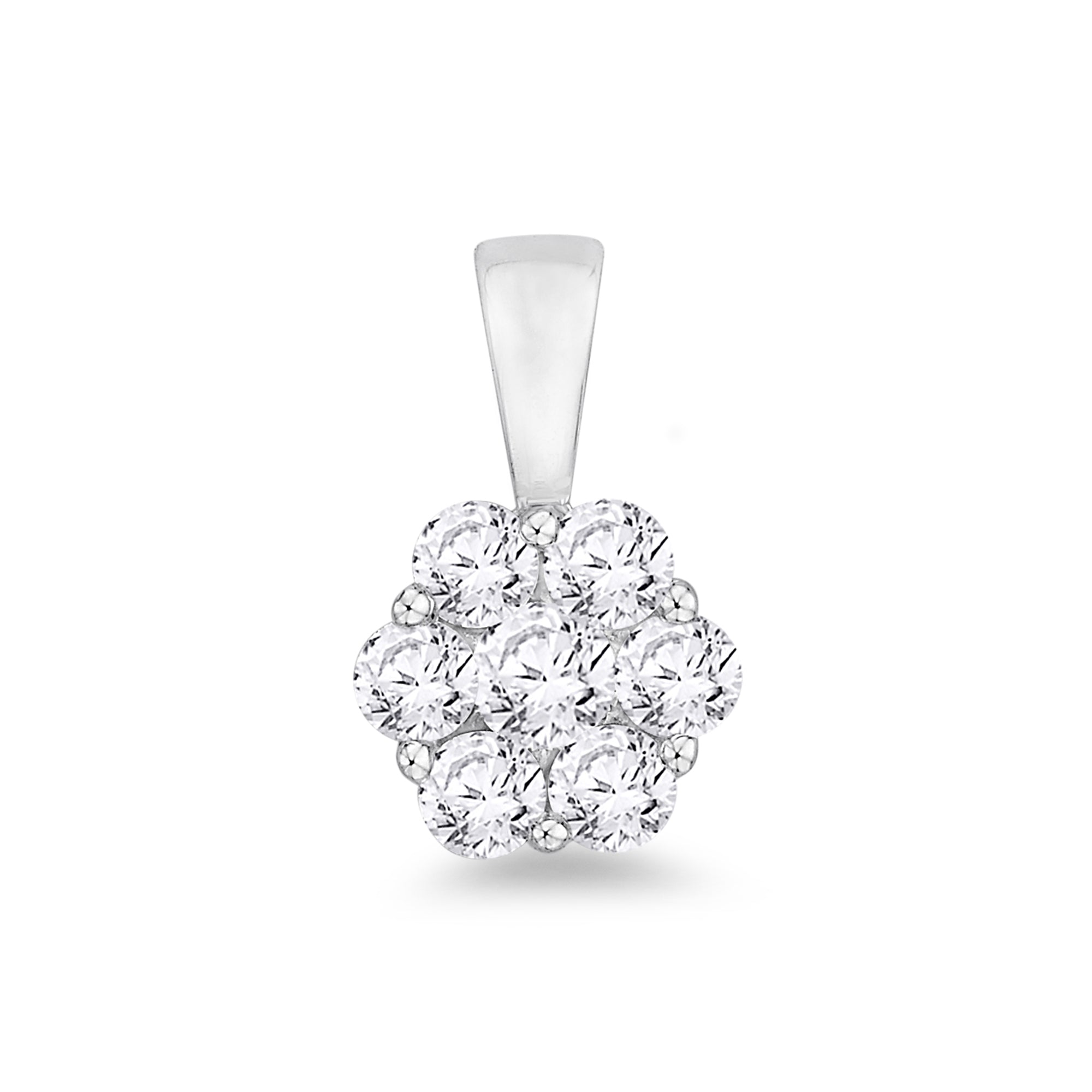 18ct white gold diamond cluster pendant 0.50ct