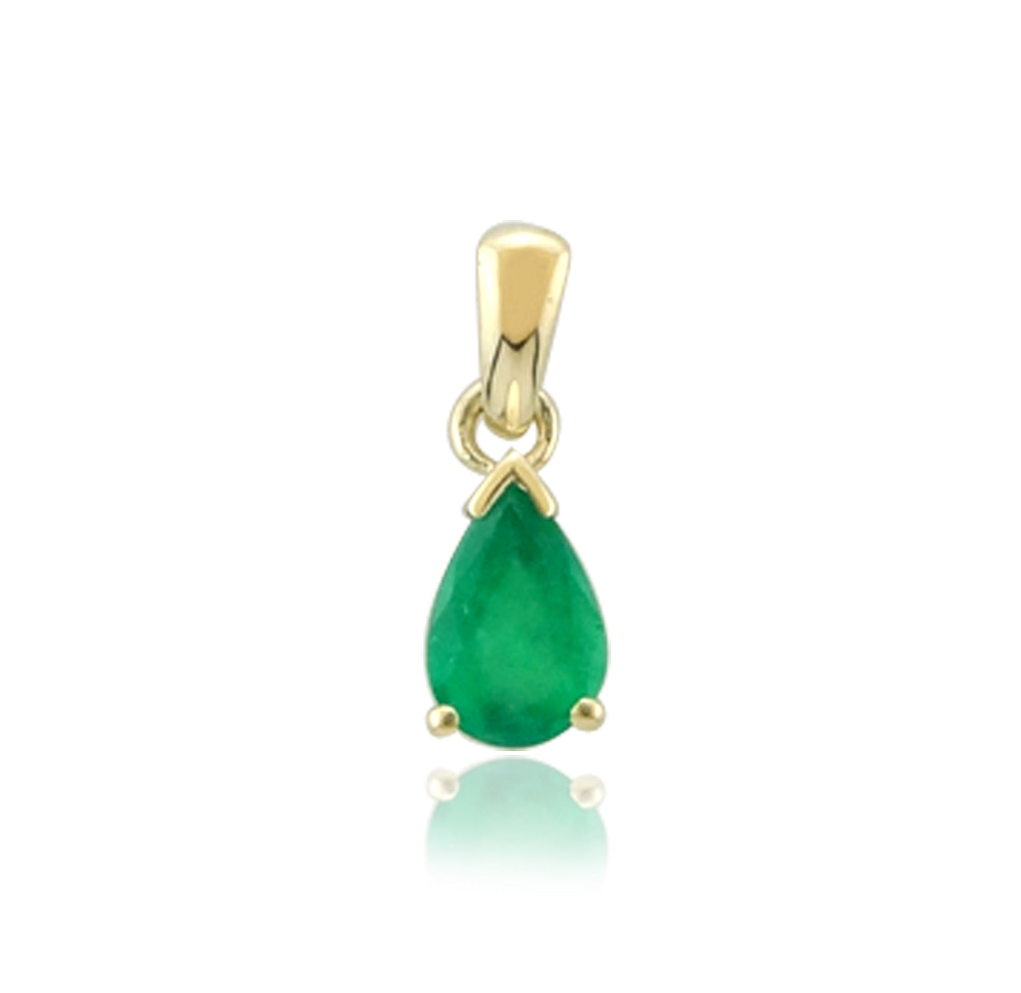 9ct gold 6x4mm pear shape emerald pendant