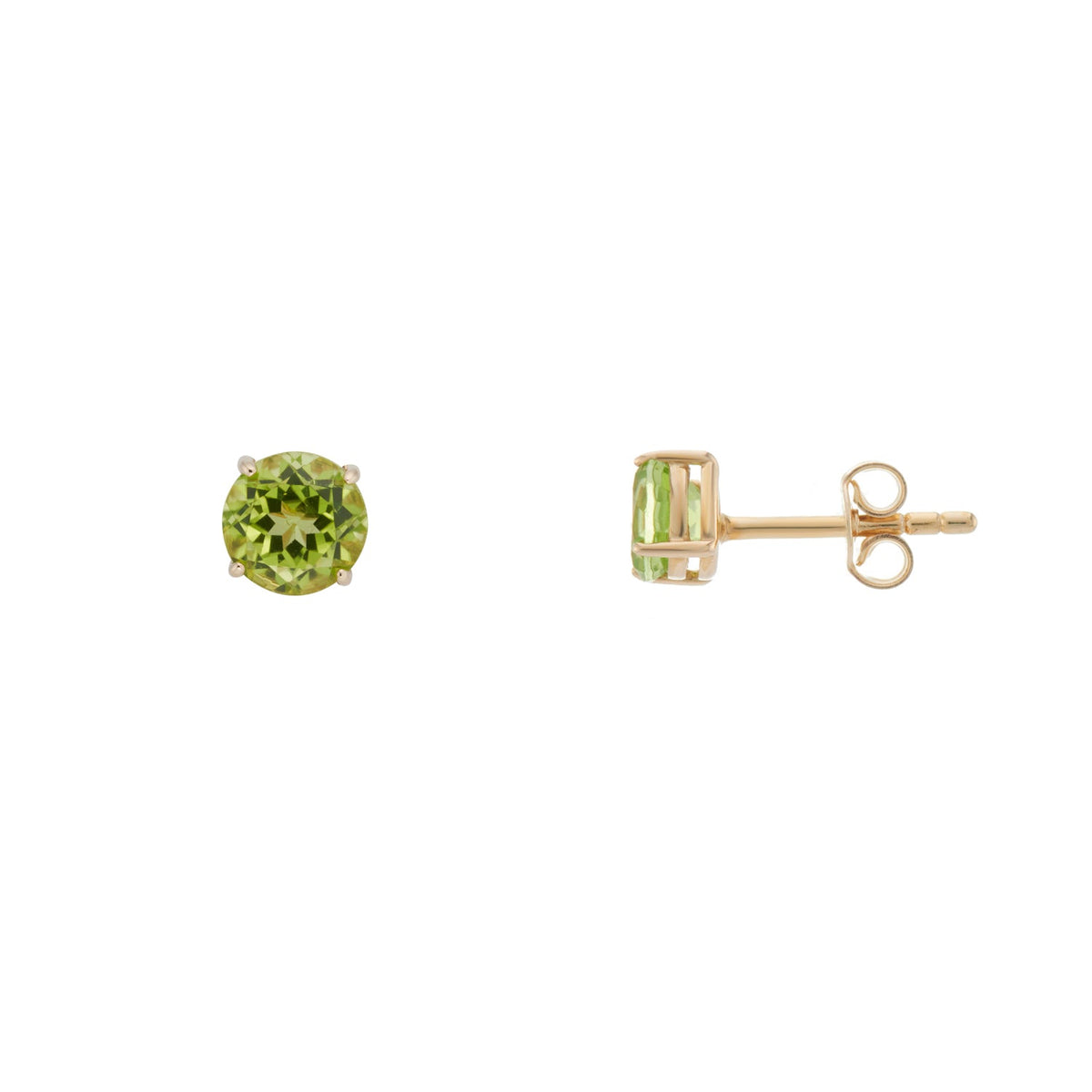9ct gold 5mm round peridot stud earrings