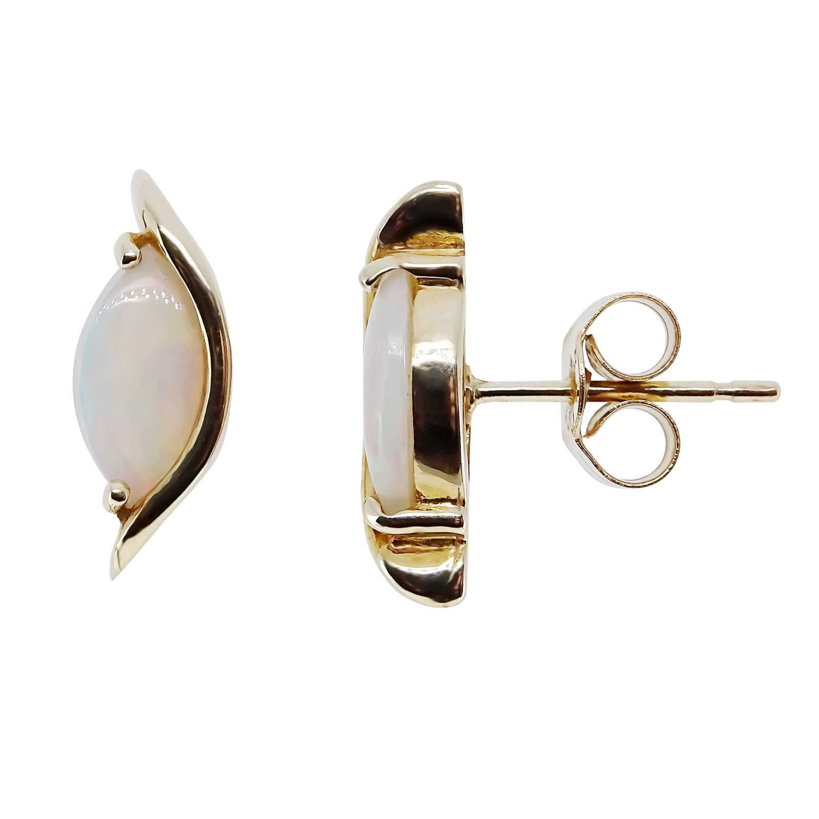 9ct gold 6x3mm marquise opal stud earrings