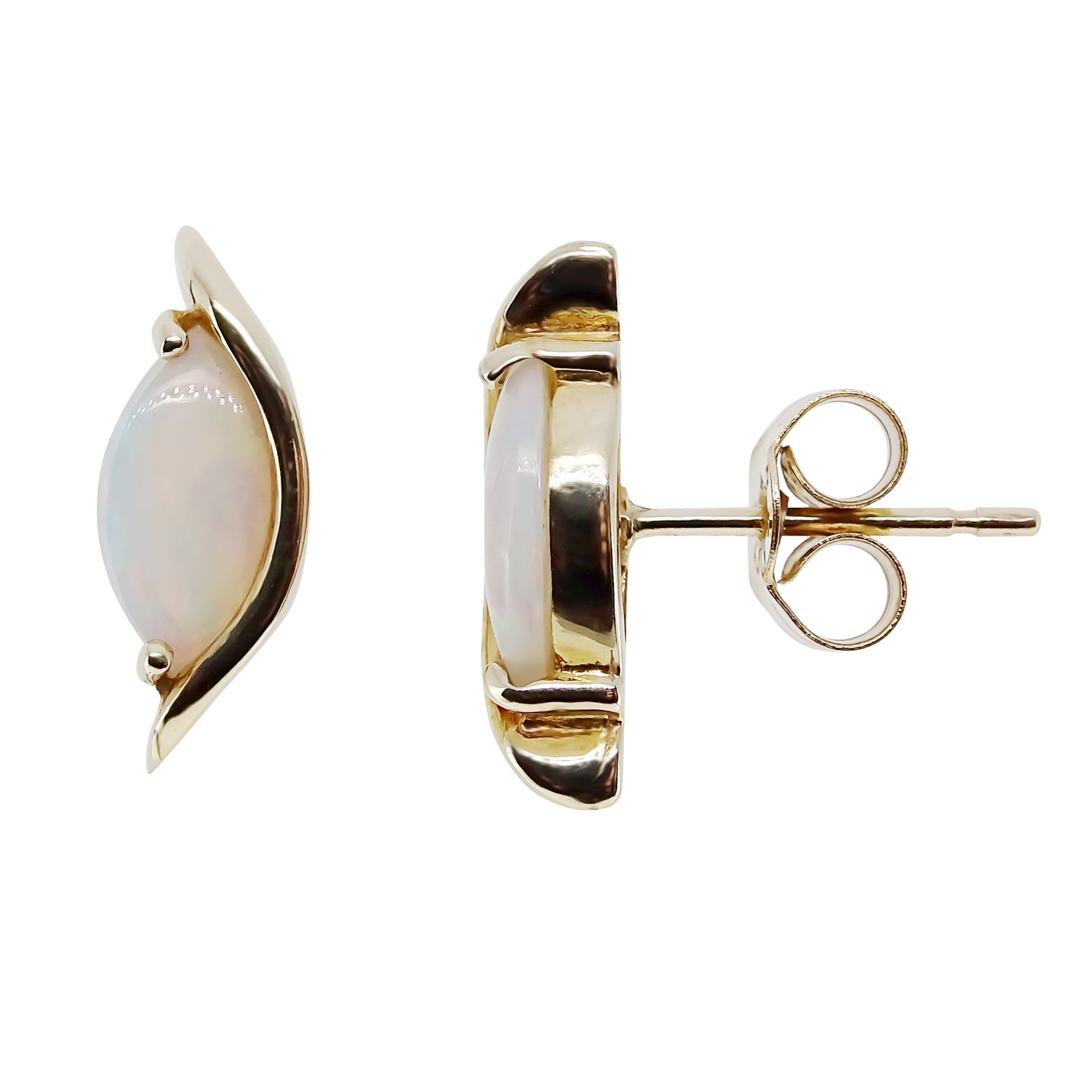 9ct gold 6x3mm marquise opal stud earrings