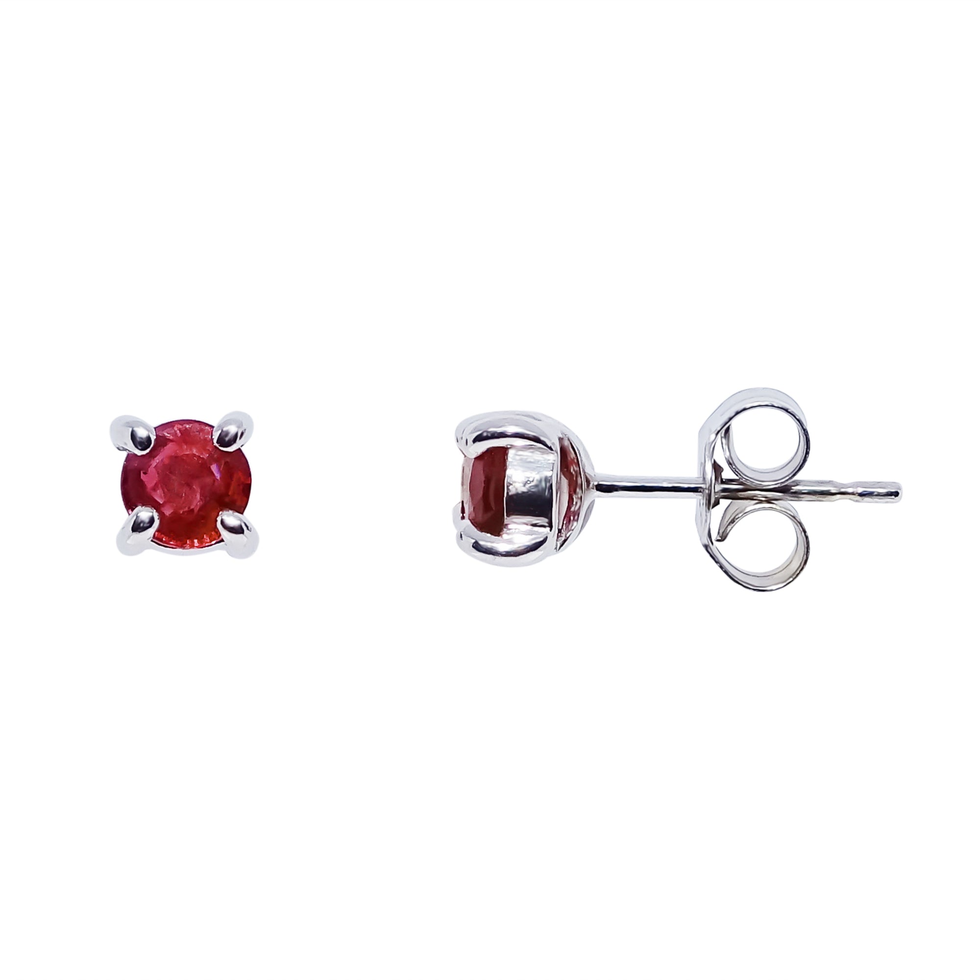 9ct white gold 4mm ruby stud earrings