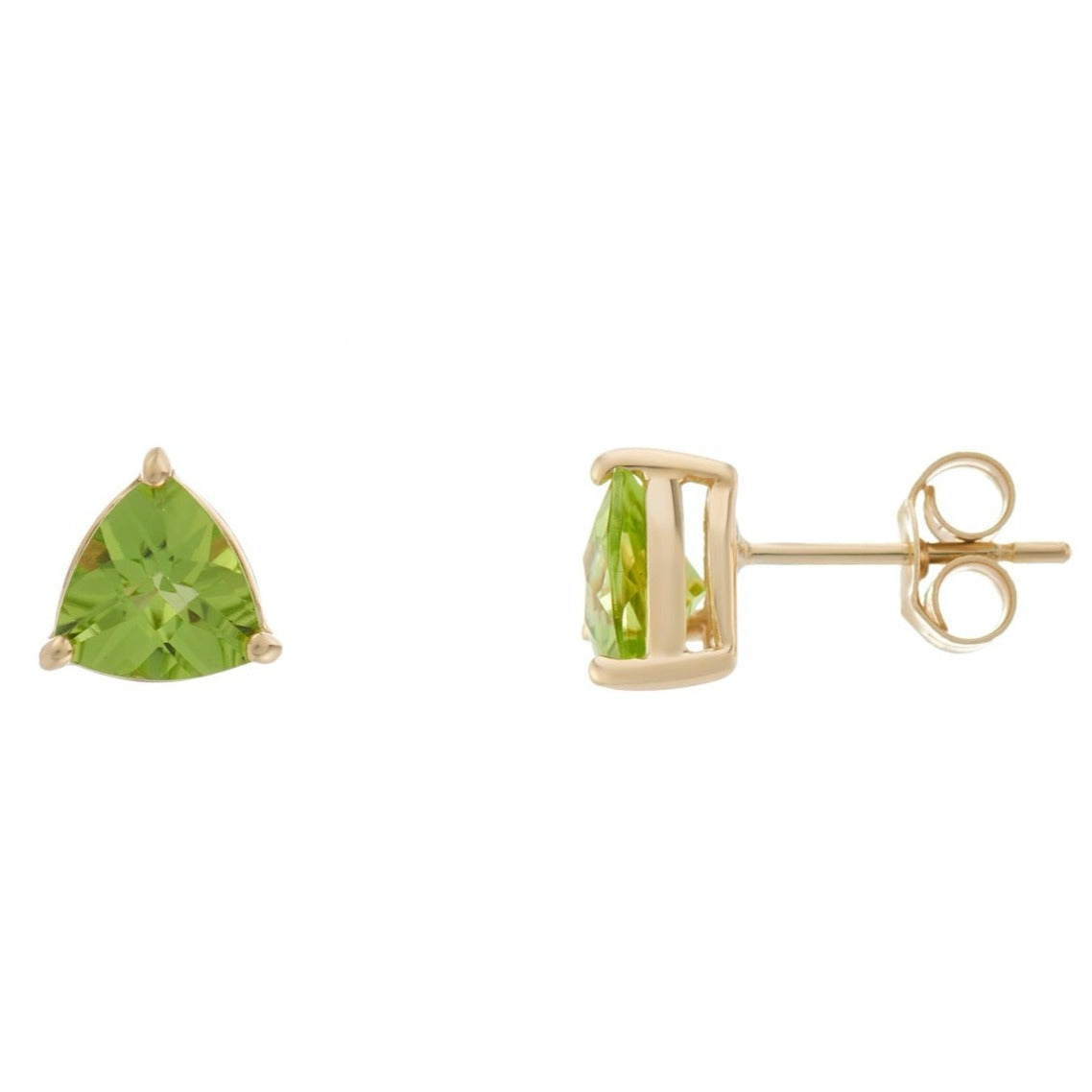 9ct gold checkerboard cut 6mm trillion peridot stud earrings