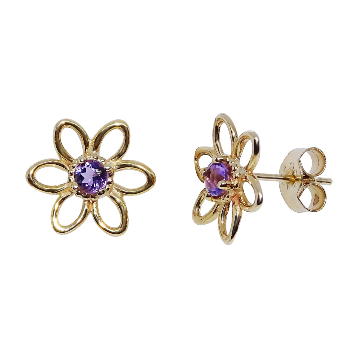 9ct gold amethyst stud earrings