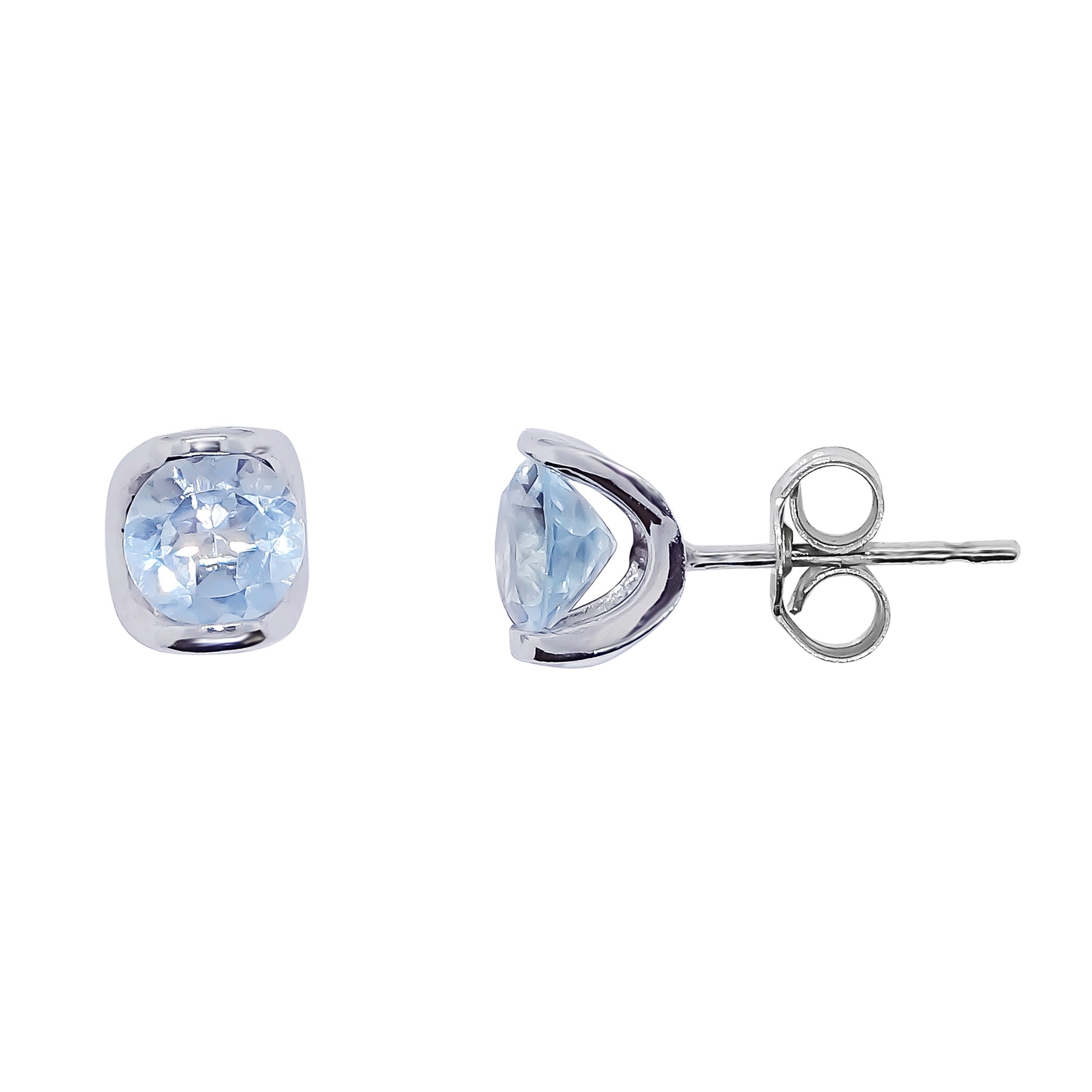 9ct white gold 5mm round blue topaz stud earrings