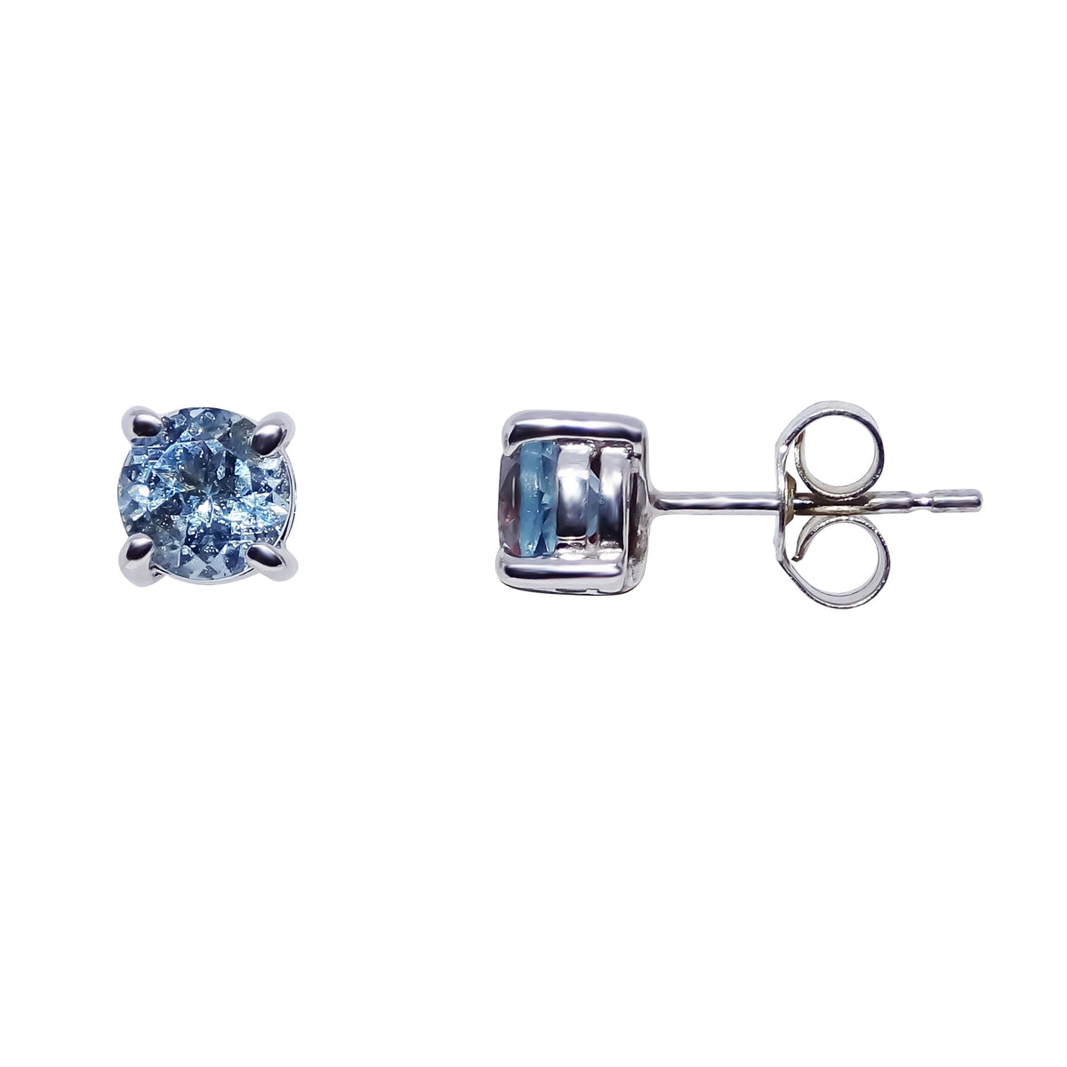 9ct white gold 5mm round aquamarine stud earrings